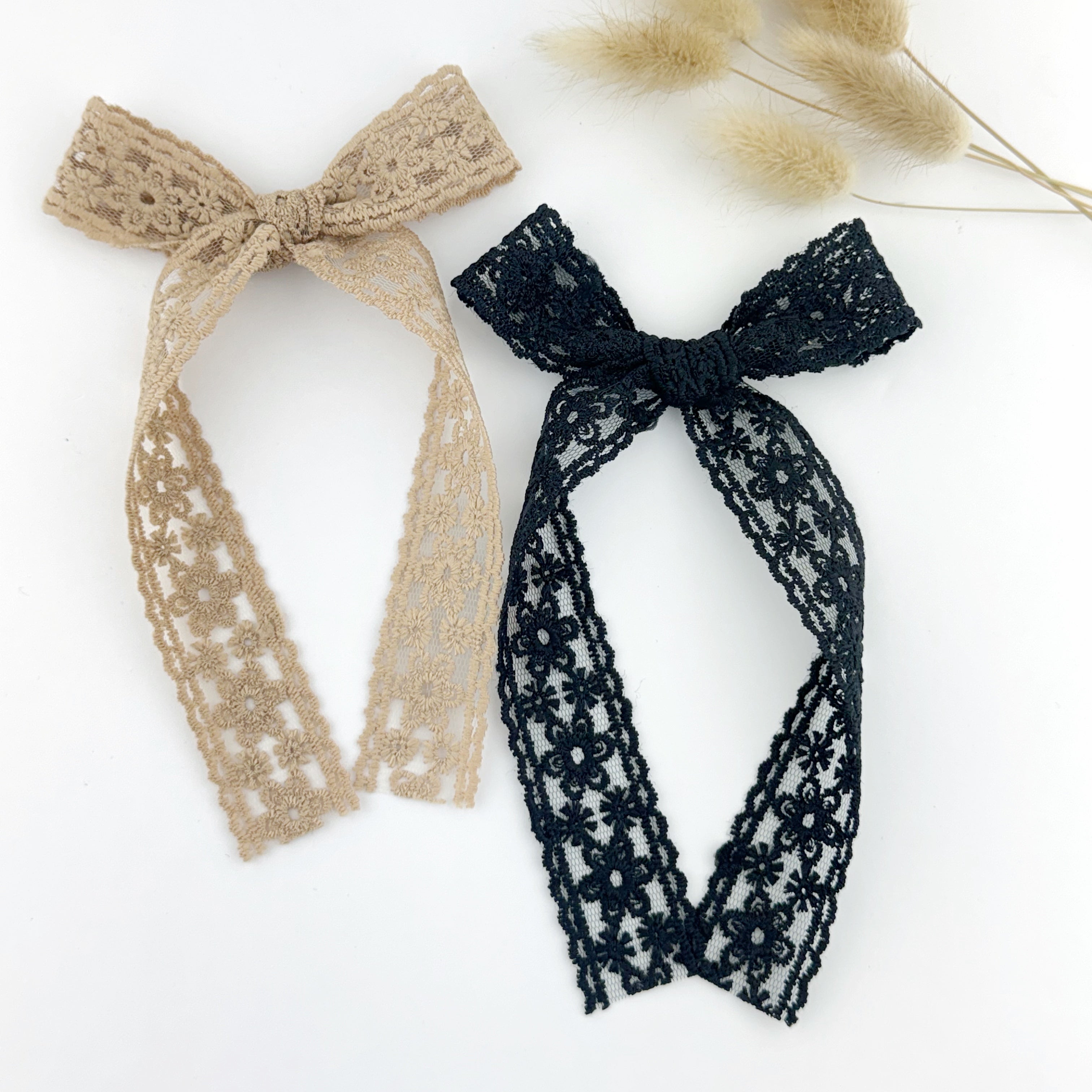 Long Lace Bow - Barrette or Standard Clip
