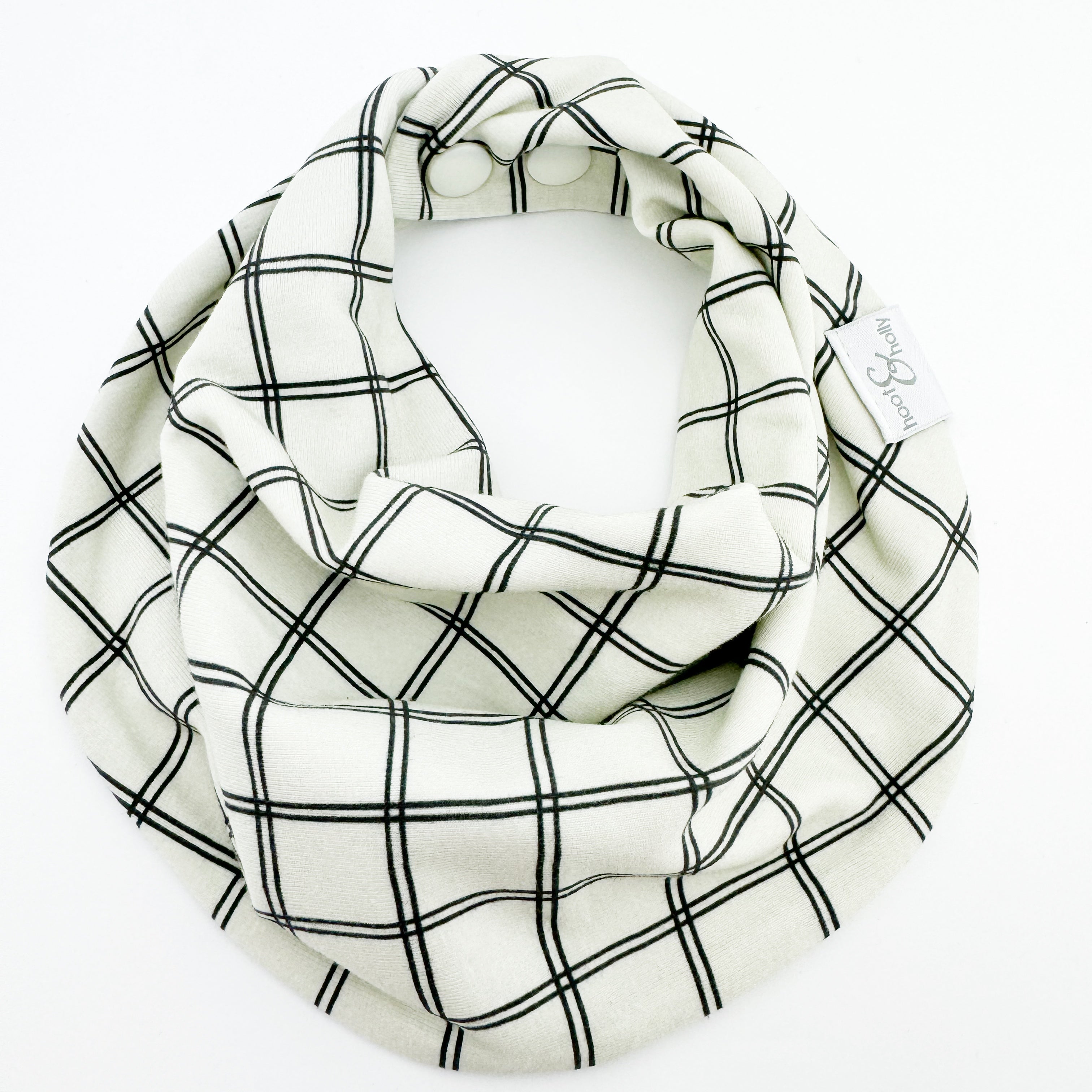 Drool Scarf - Black and Ivory Plaid