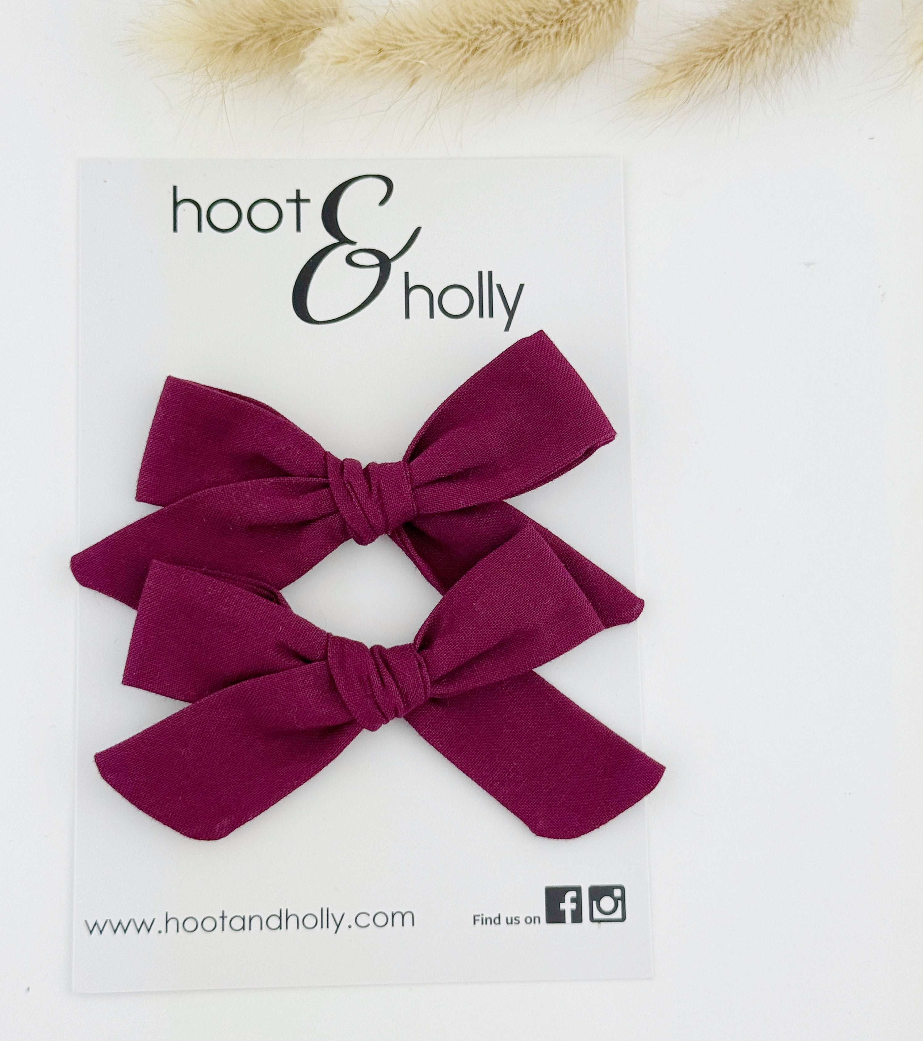 Burgundy pigtail hair bow set, neutral pigtail hair bow set