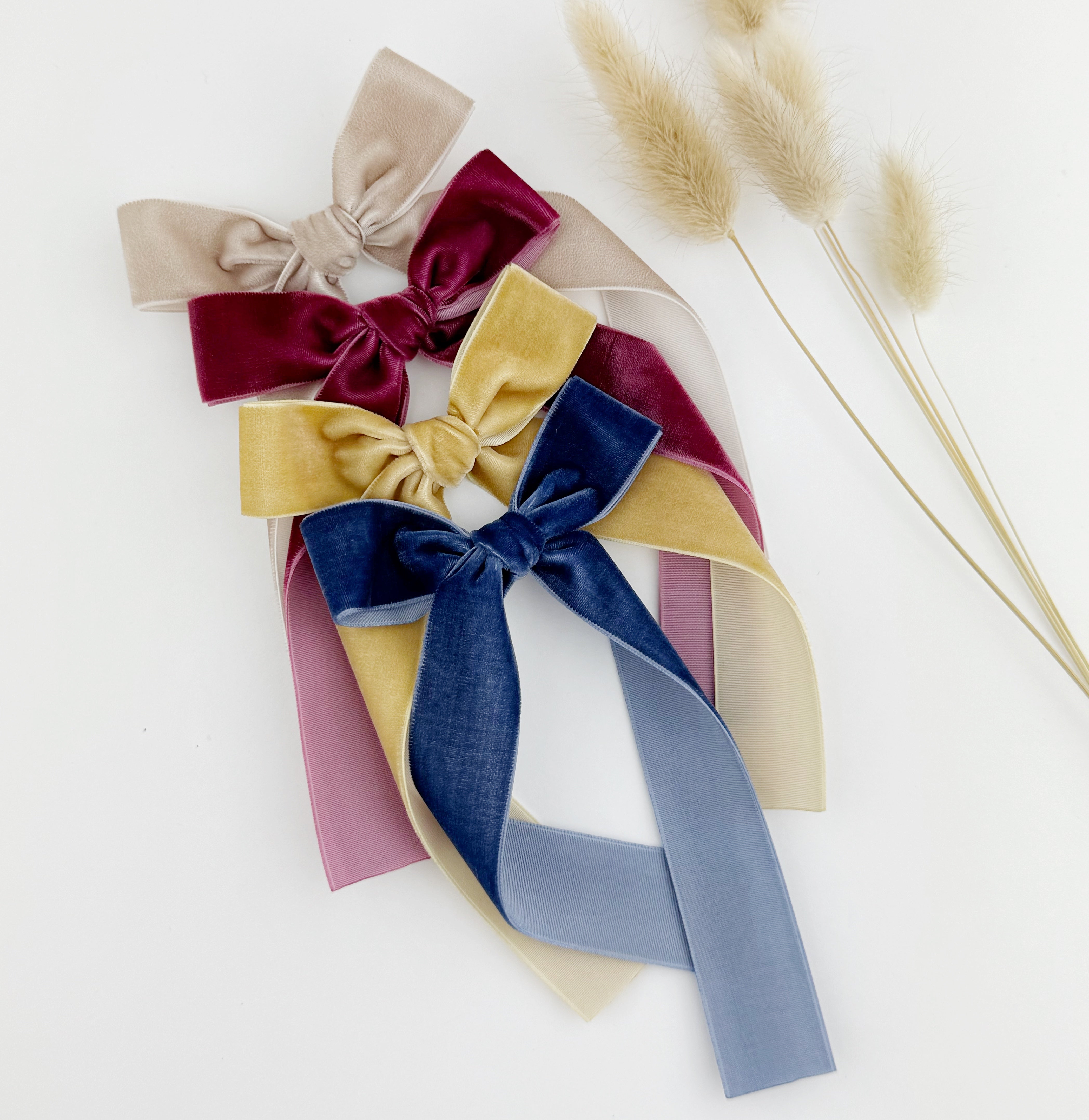 Long Bow - Barrette or Standard Clip - Classic Velvets