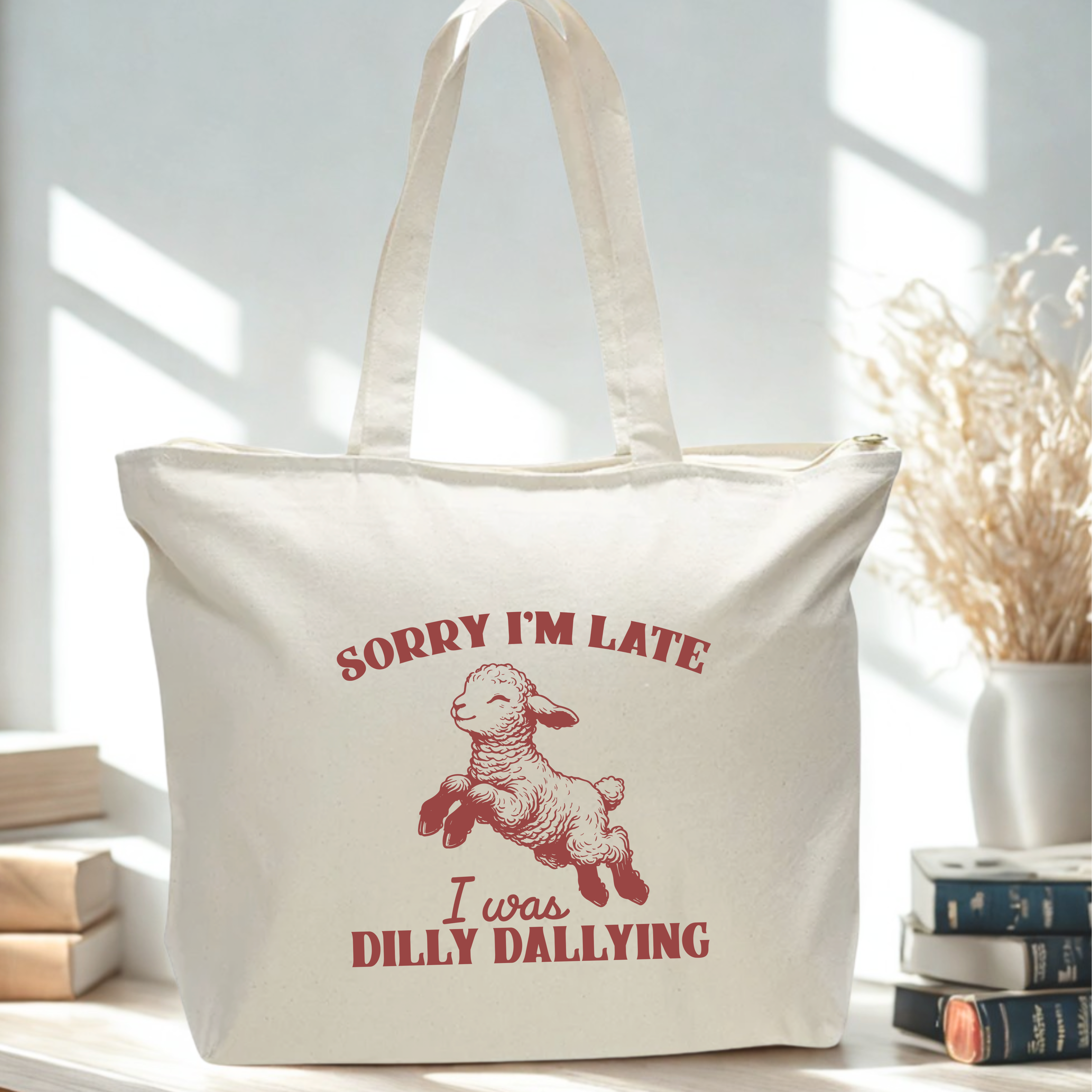 Dilly Dally - Oversized Zippered Tote Bag