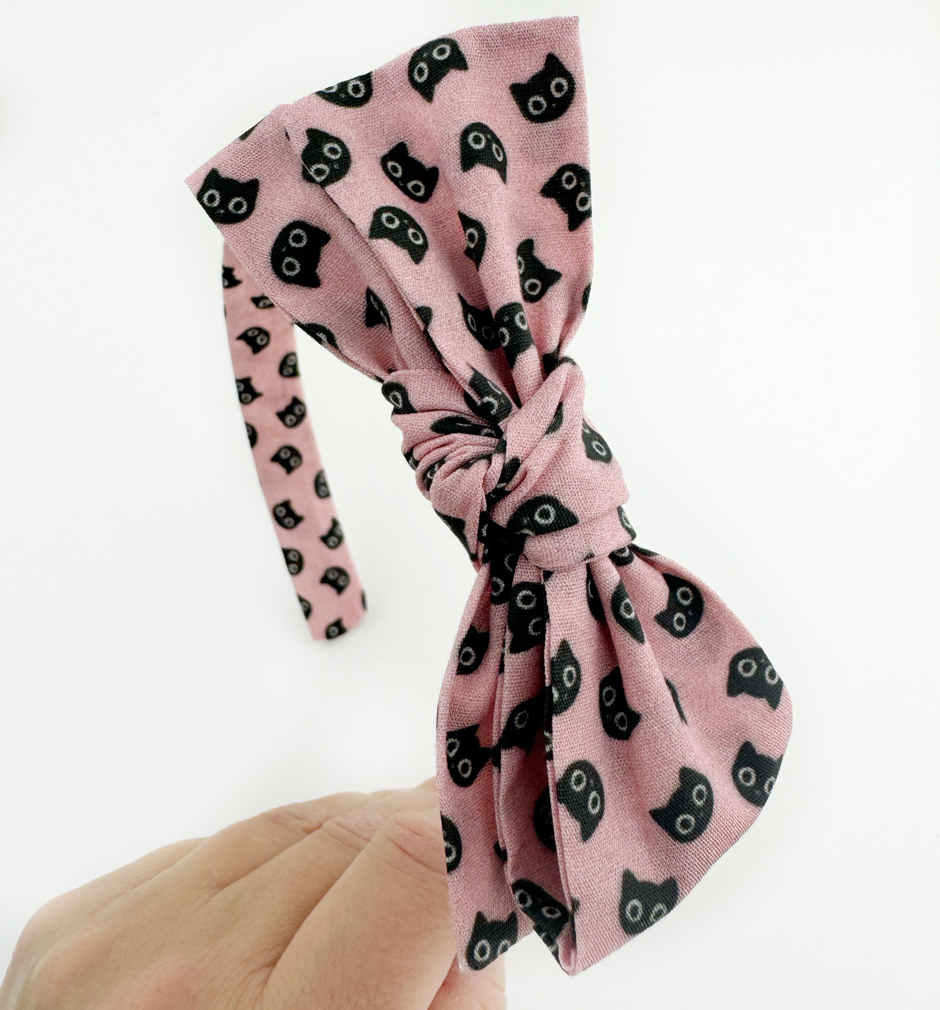 Paris Bow Headband - Black Cats