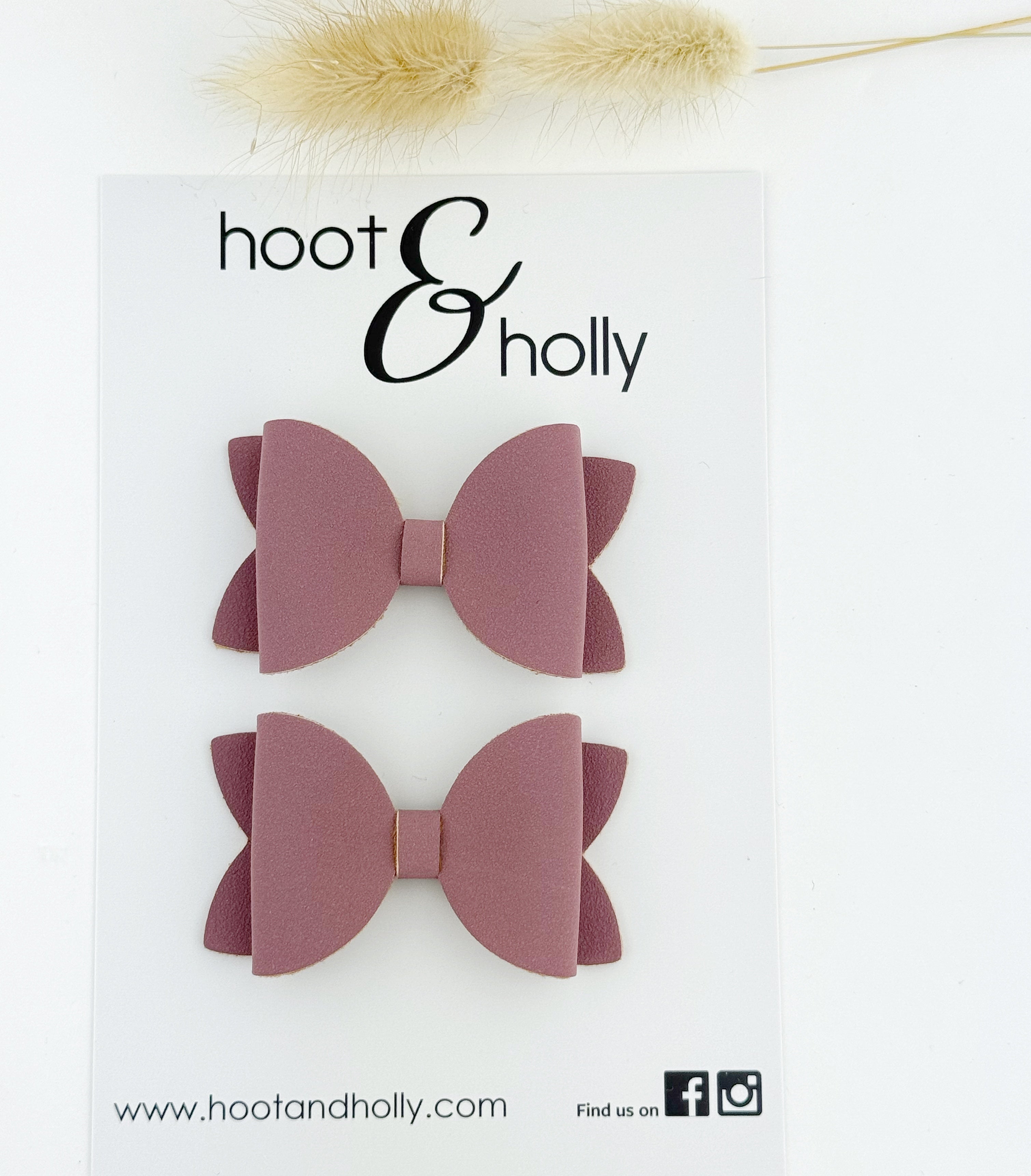 Aspen Bow - Pigtail Set - Plum Suede