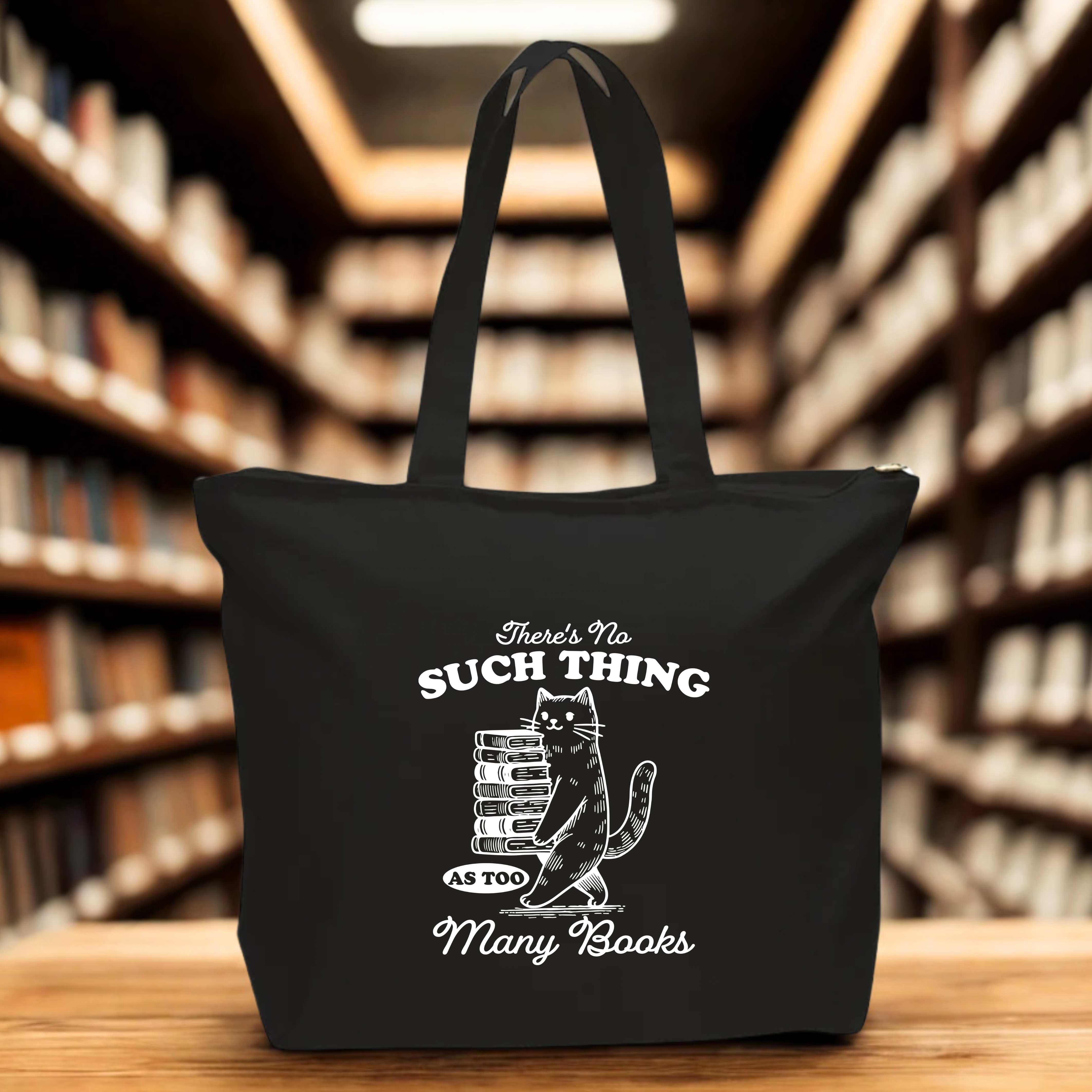 Too Many Books - Oversized Zippered Tote Bag