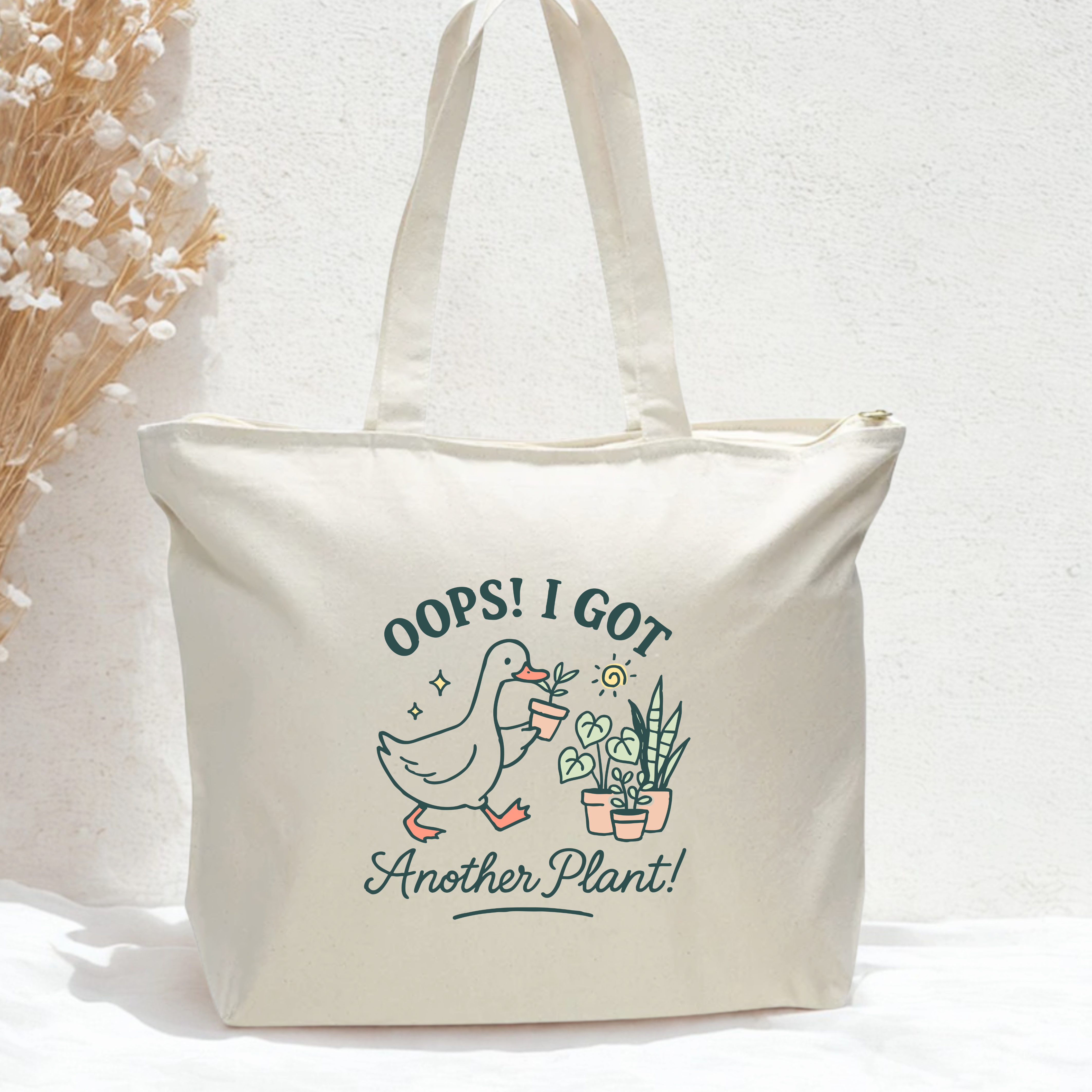 Oops I Got Another Plant - Oversized Zippered Tote Bag