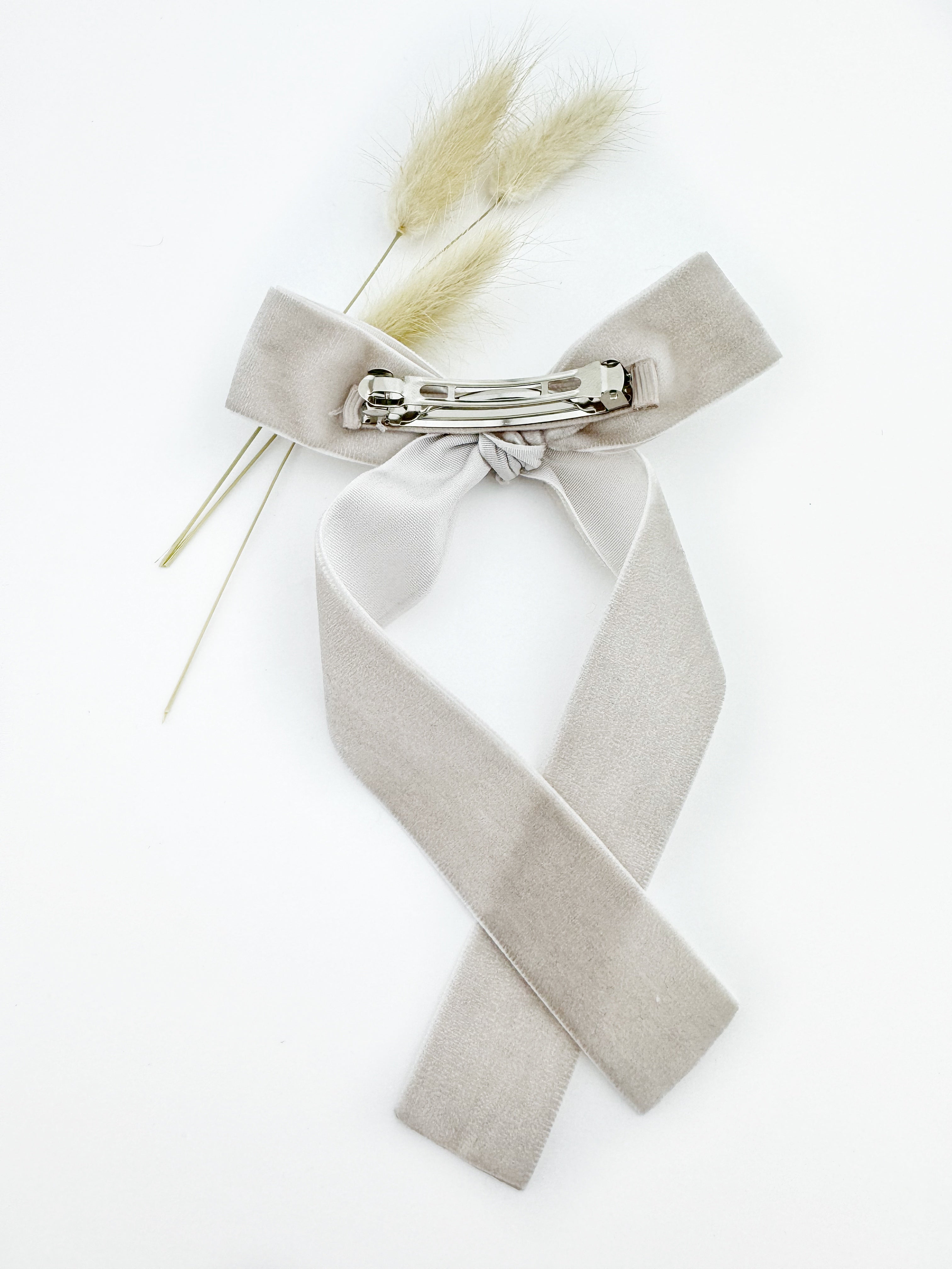 Long Bow - Barrette or Standard Clip - Pretty Velvets