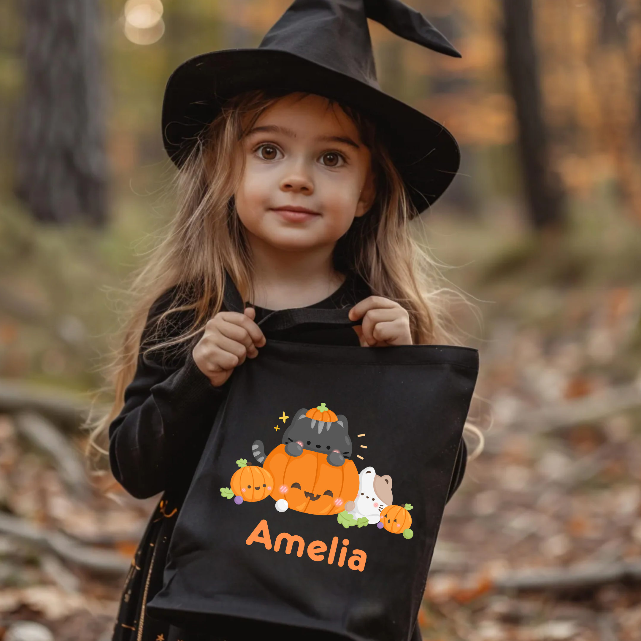 PERSONALIZED Tote Bag - Pumpkin Cat