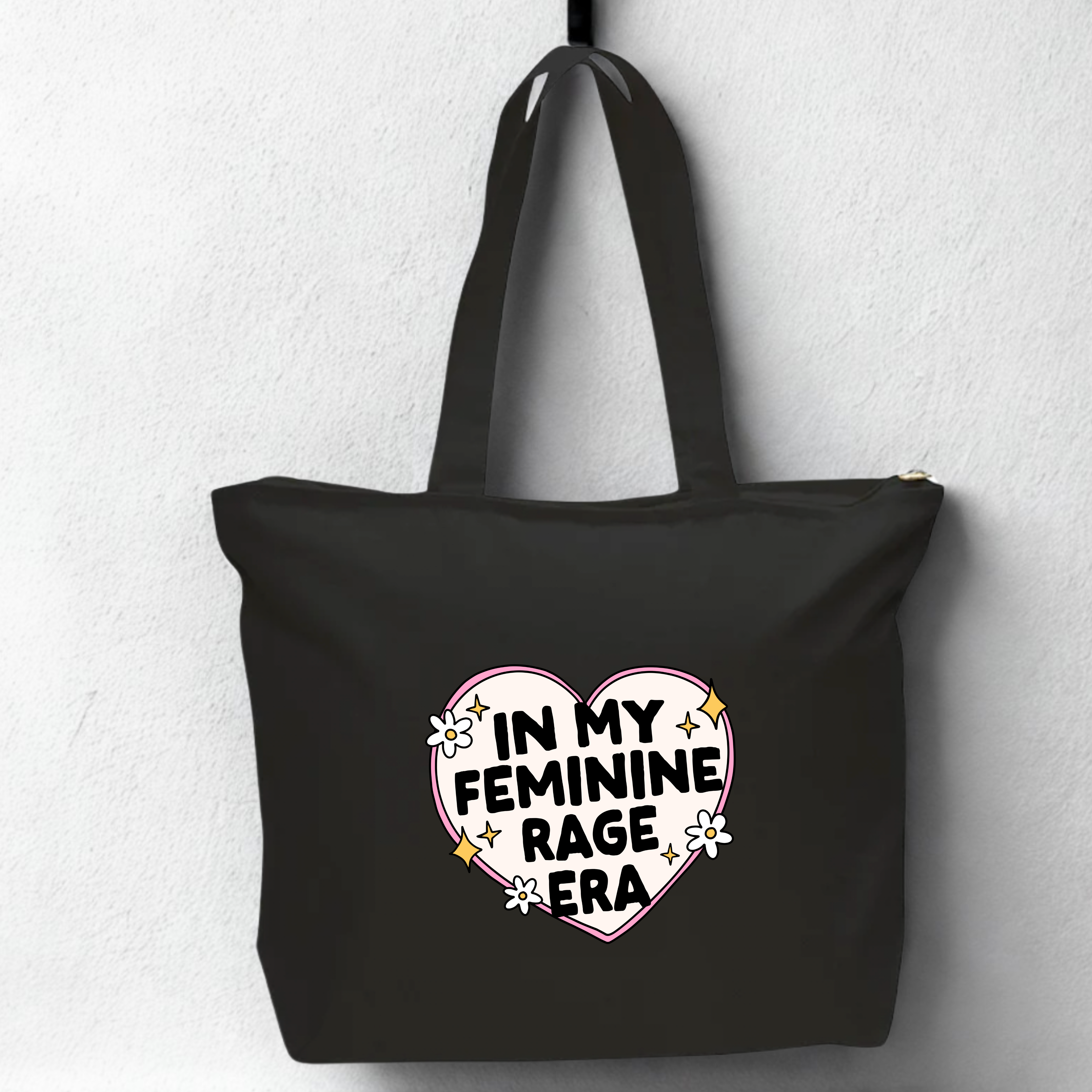 Feminine Rage - Oversized Zippered Tote Bag