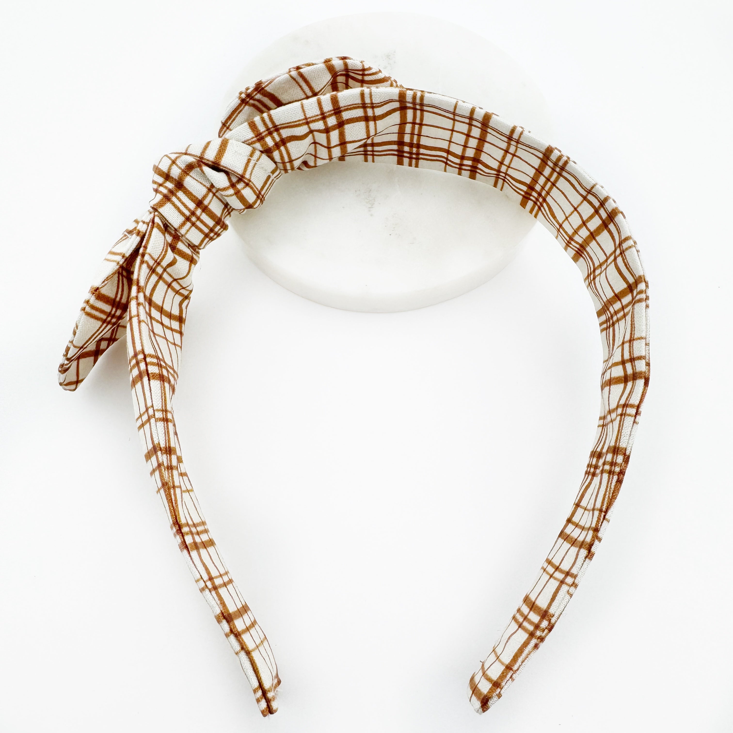 Knot Bow Headband - Rust Plaid