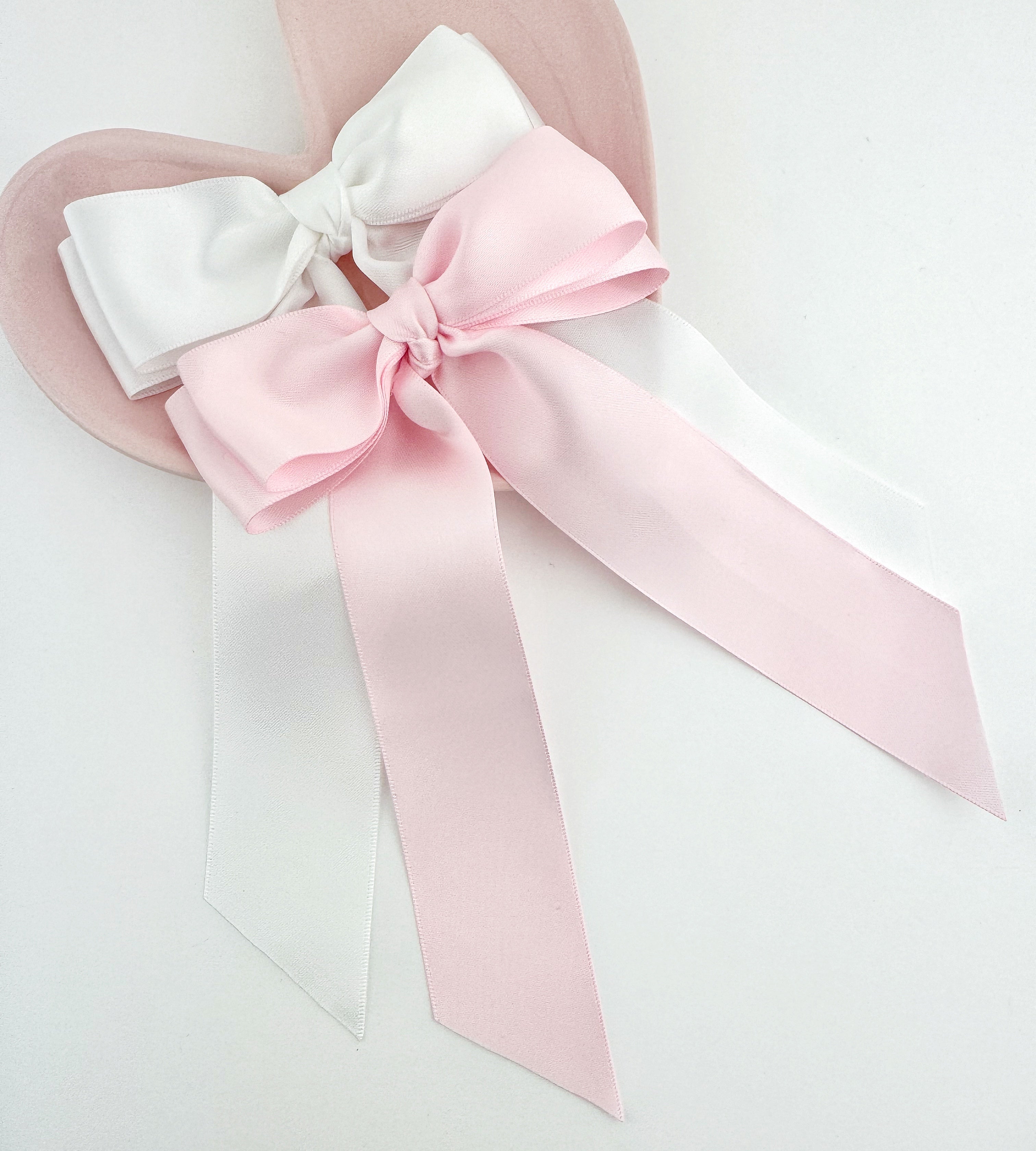 Long Satin Bow - Barrette or Standard Clip