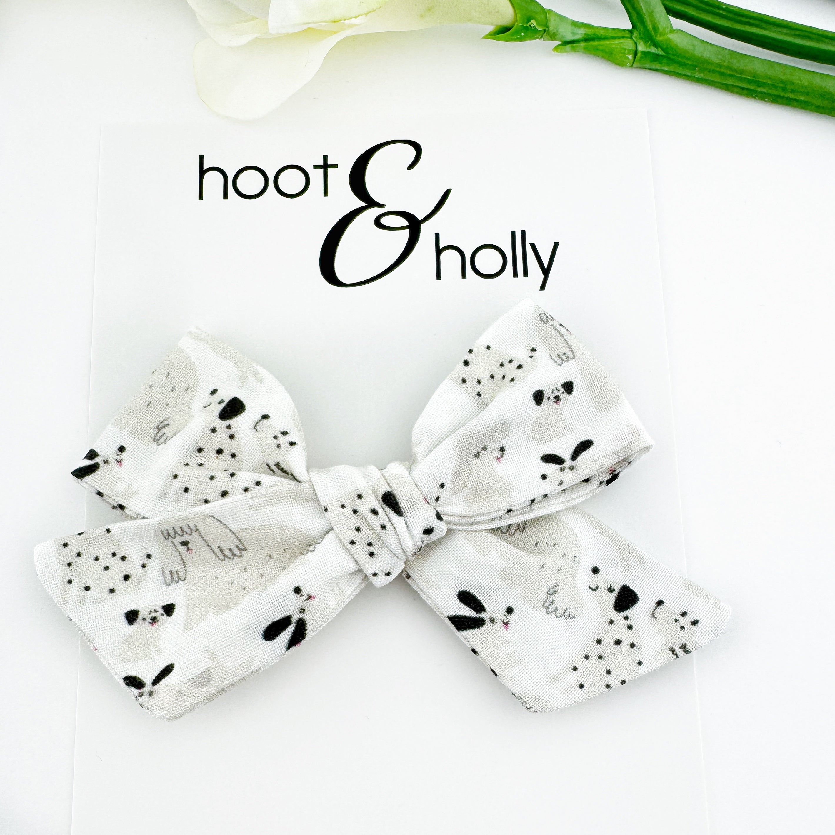 Puppy Print Hand Tied Hair Bow