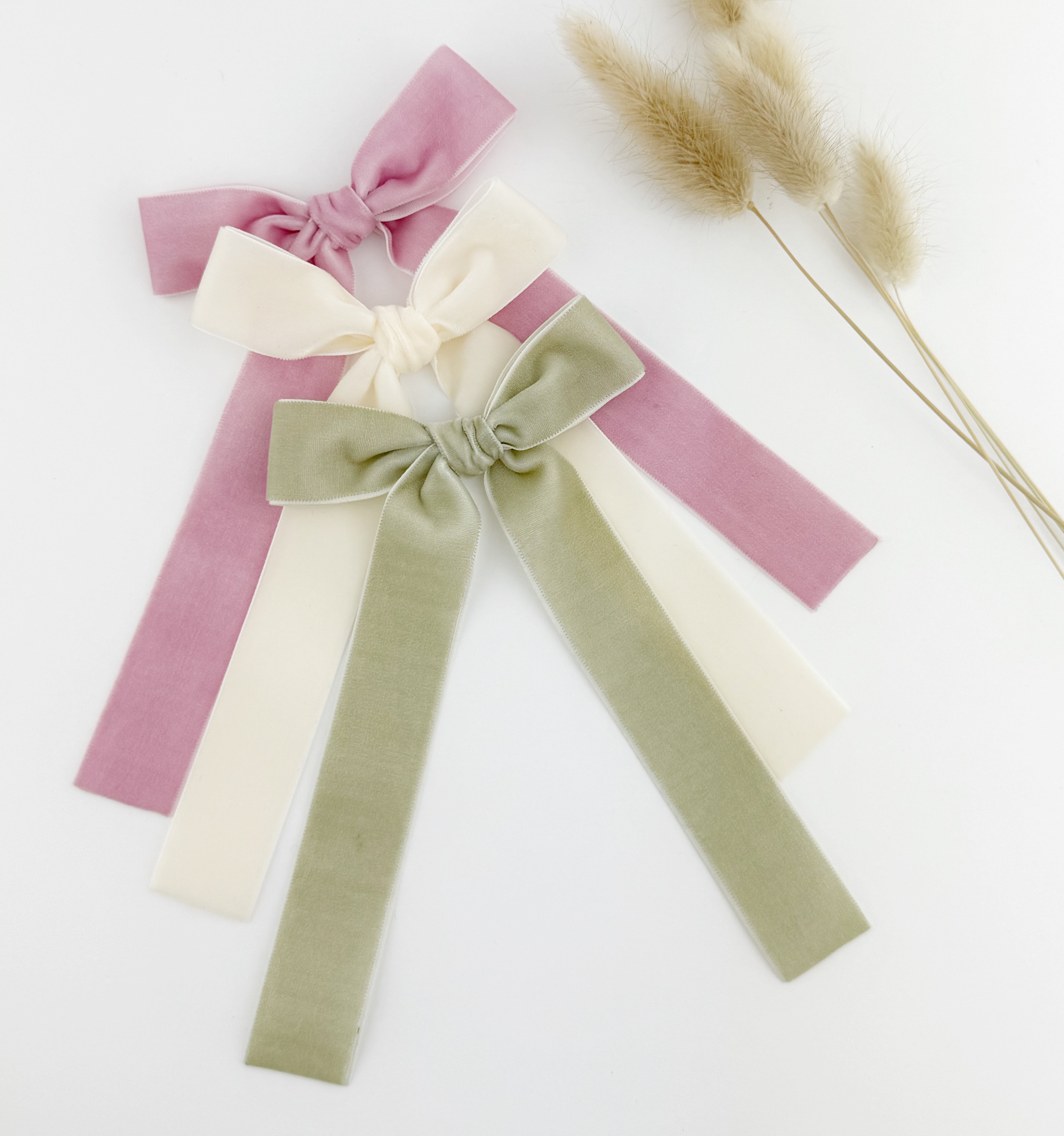Long Bow - Barrette or Standard Clip - Pretty Velvets