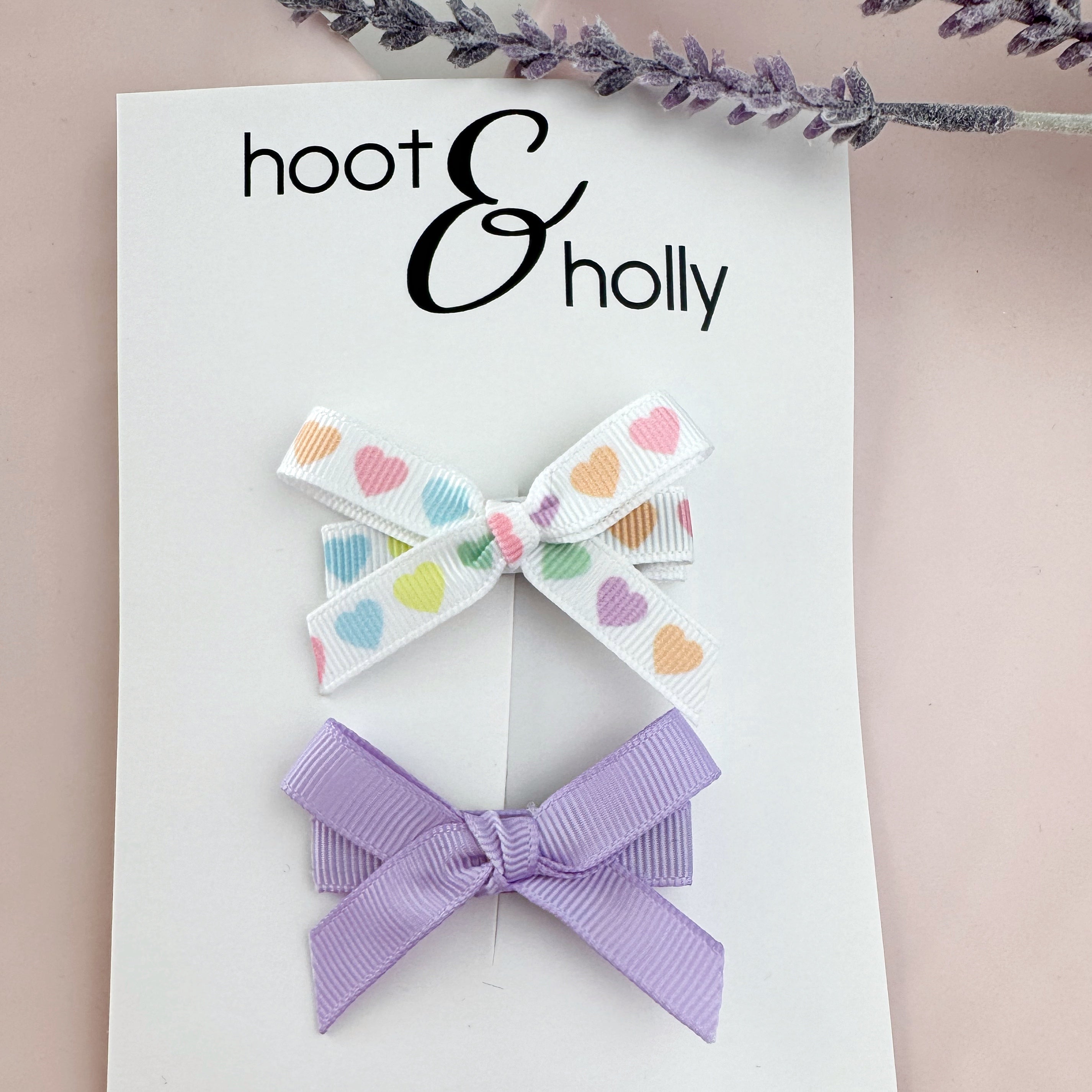 Petite Bows Set - Pastel Hearts