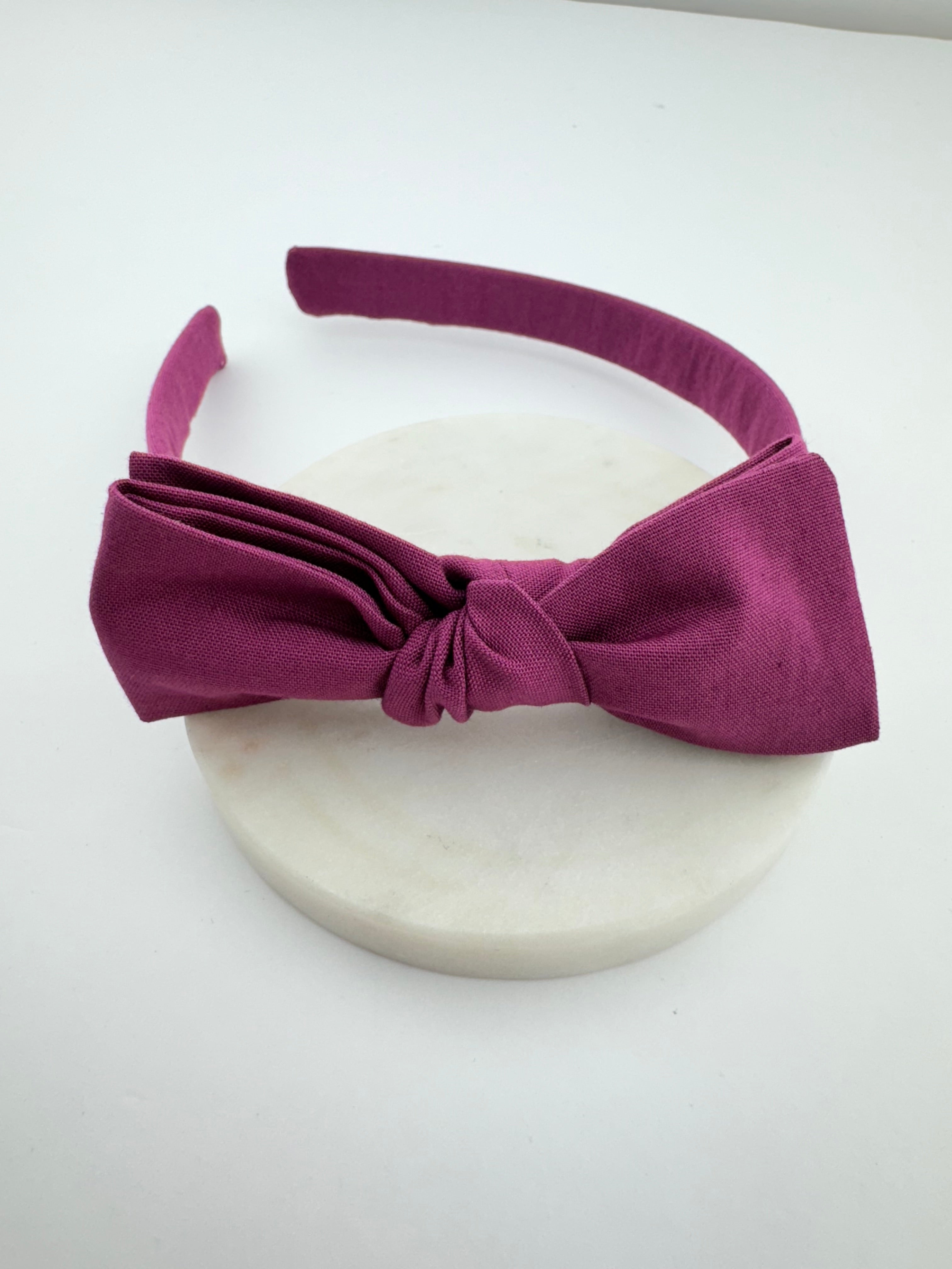 Paris Bow Headband - Plum