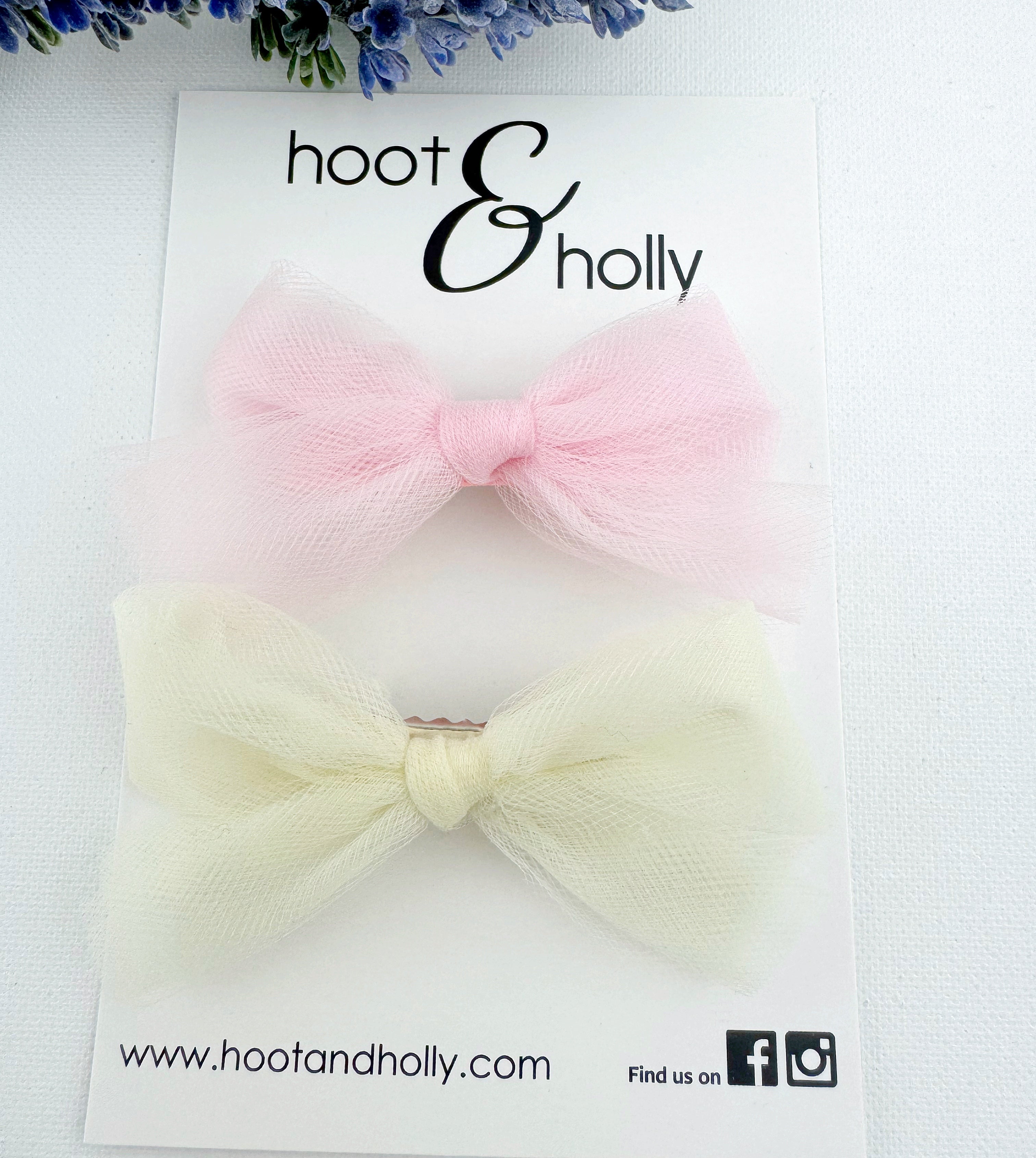 Sydney Tulle Bow - Light Pink and Pale Yellow