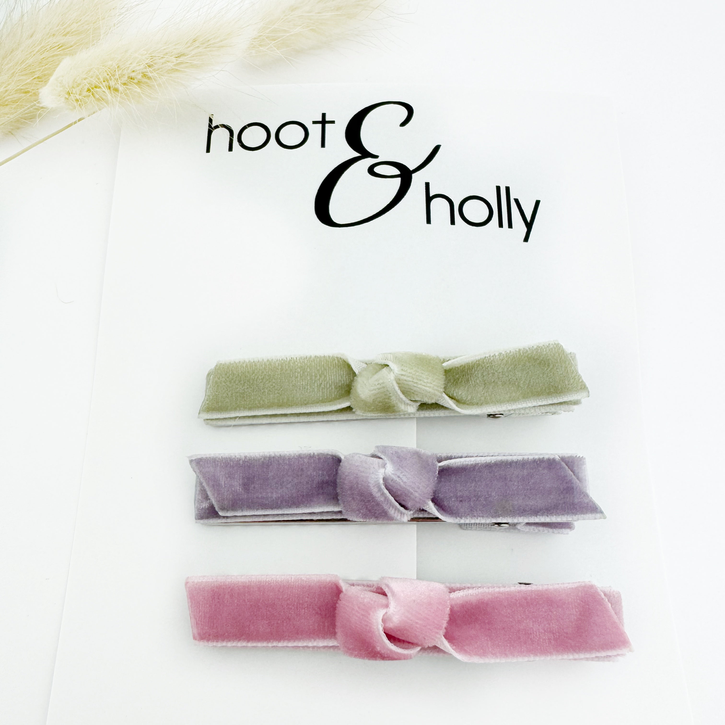 Long Bar Clips - Velvet Knot - Muted Pastels