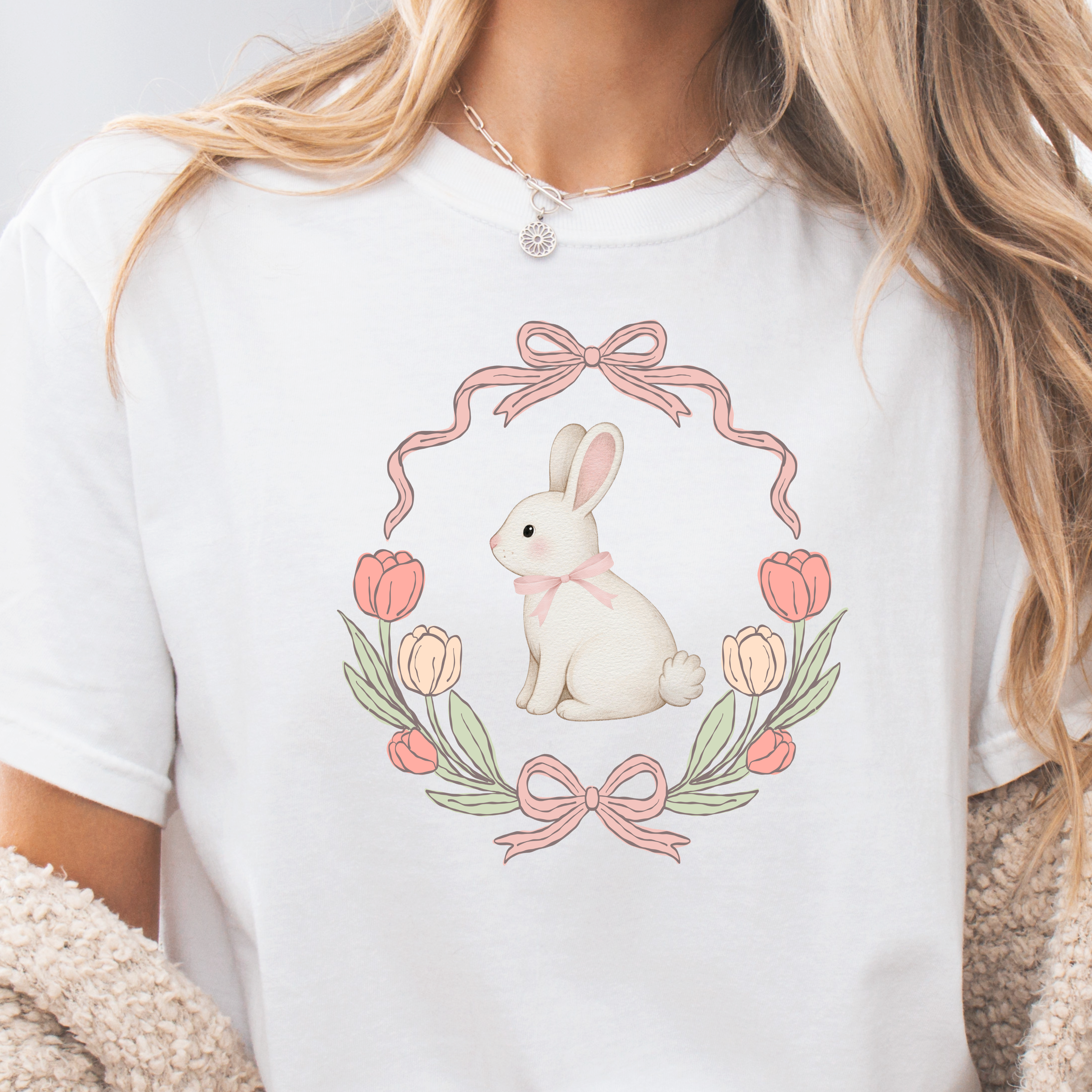 Bunny and Blooms - T-Shirt - Adult
