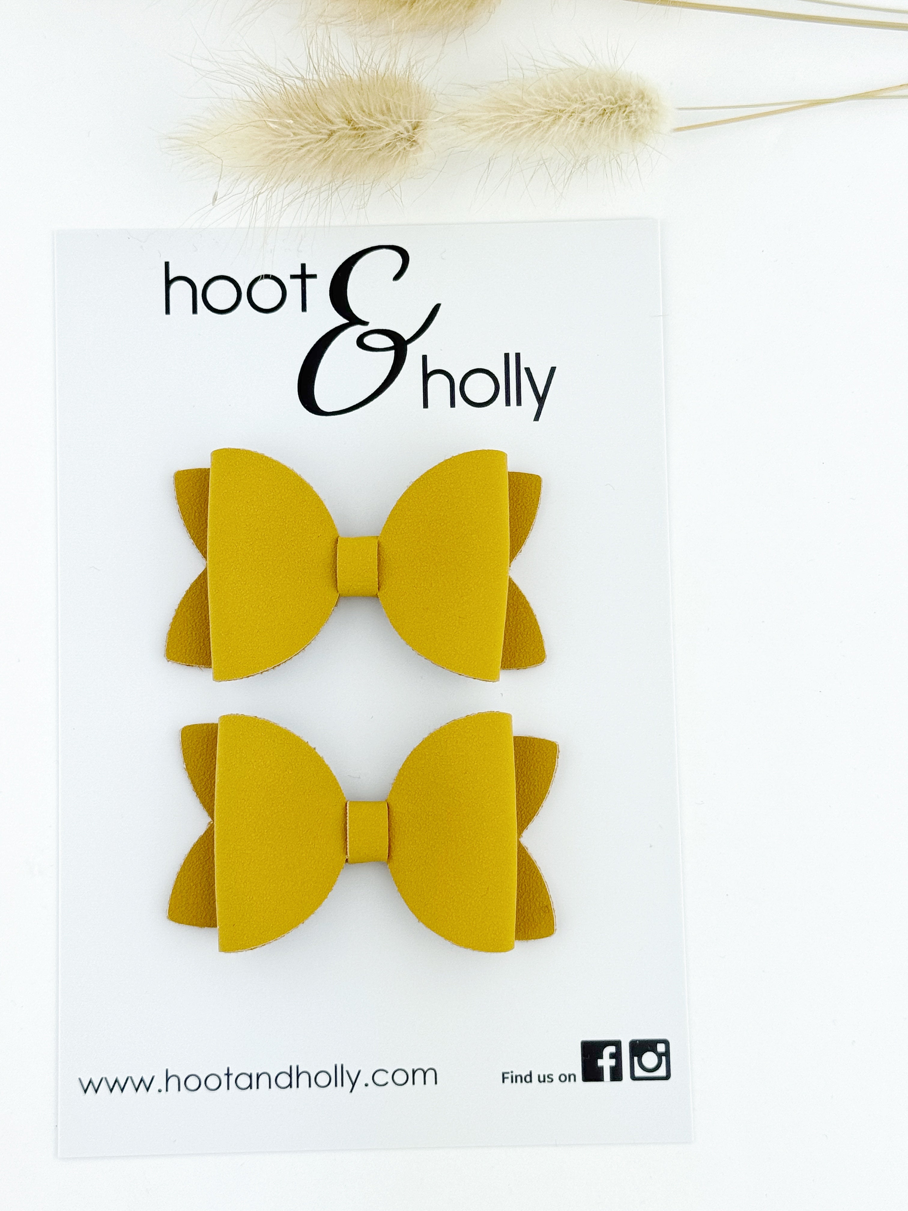Aspen Bow - Pigtail Set - Yellow Suede