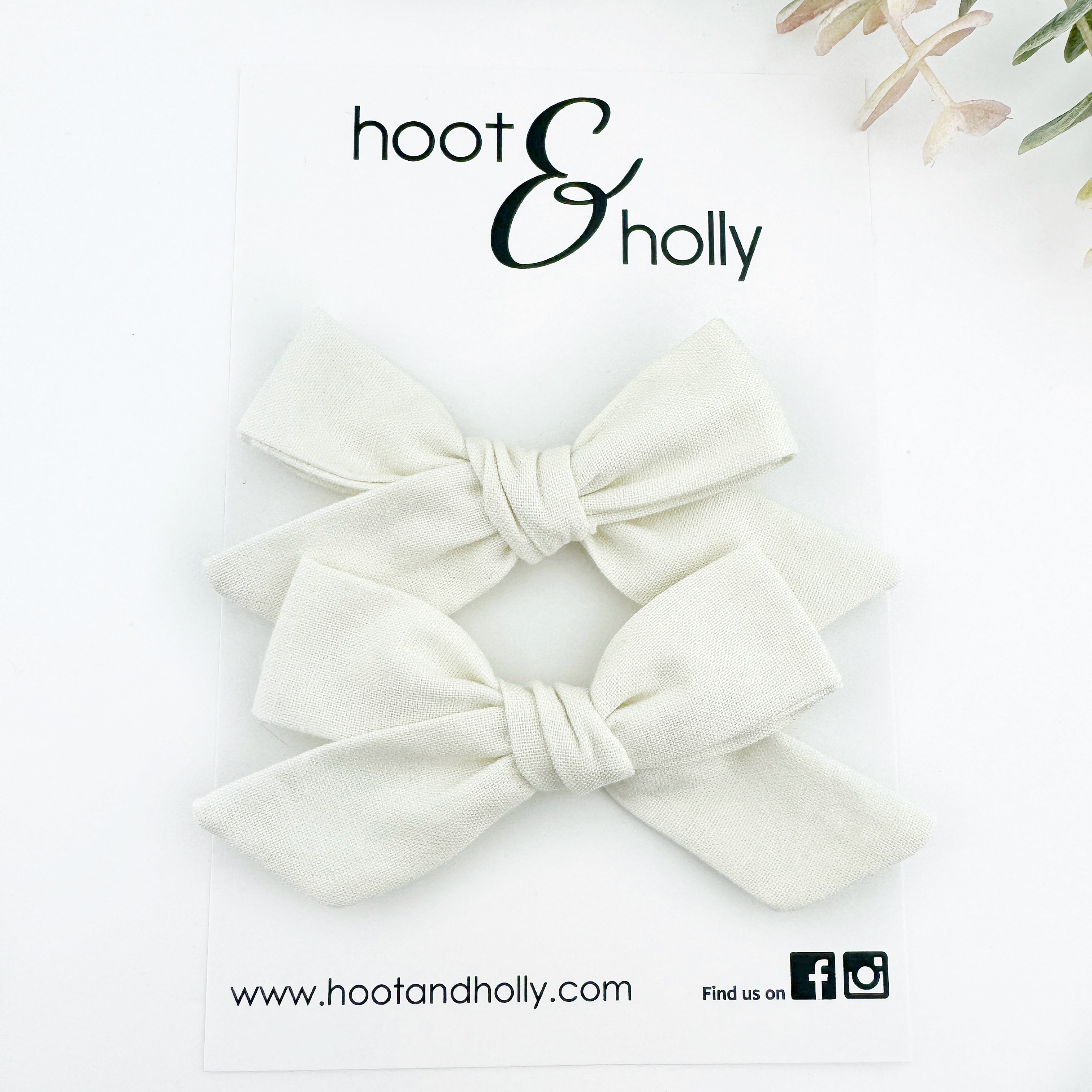 Ivory Pigtail hair bow set, neutral pigtail hair bow set