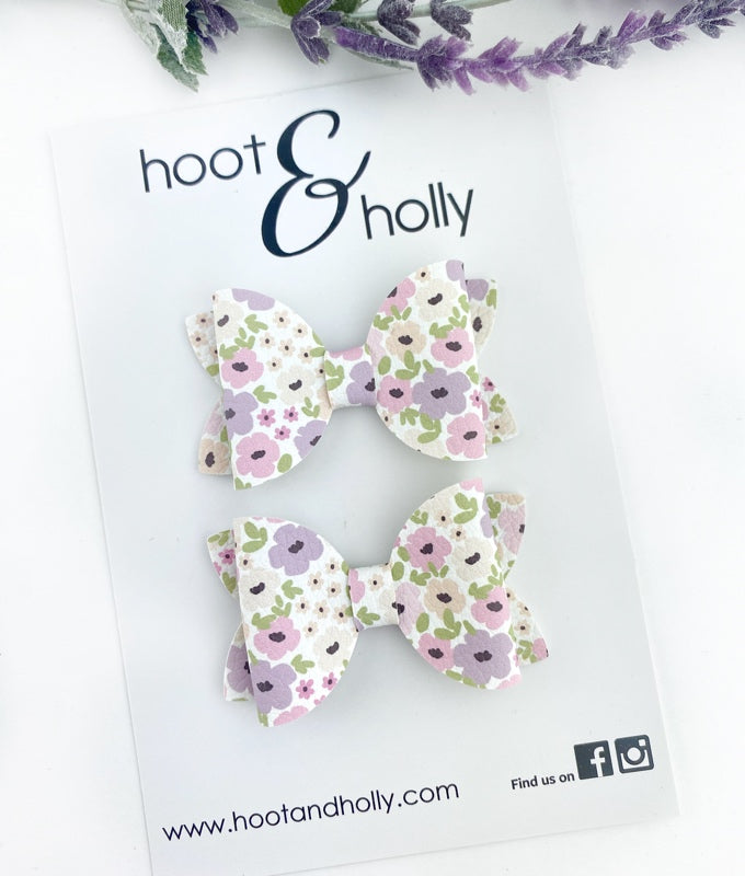 Aspen Bow - Pigtail Set - Lavender Floral