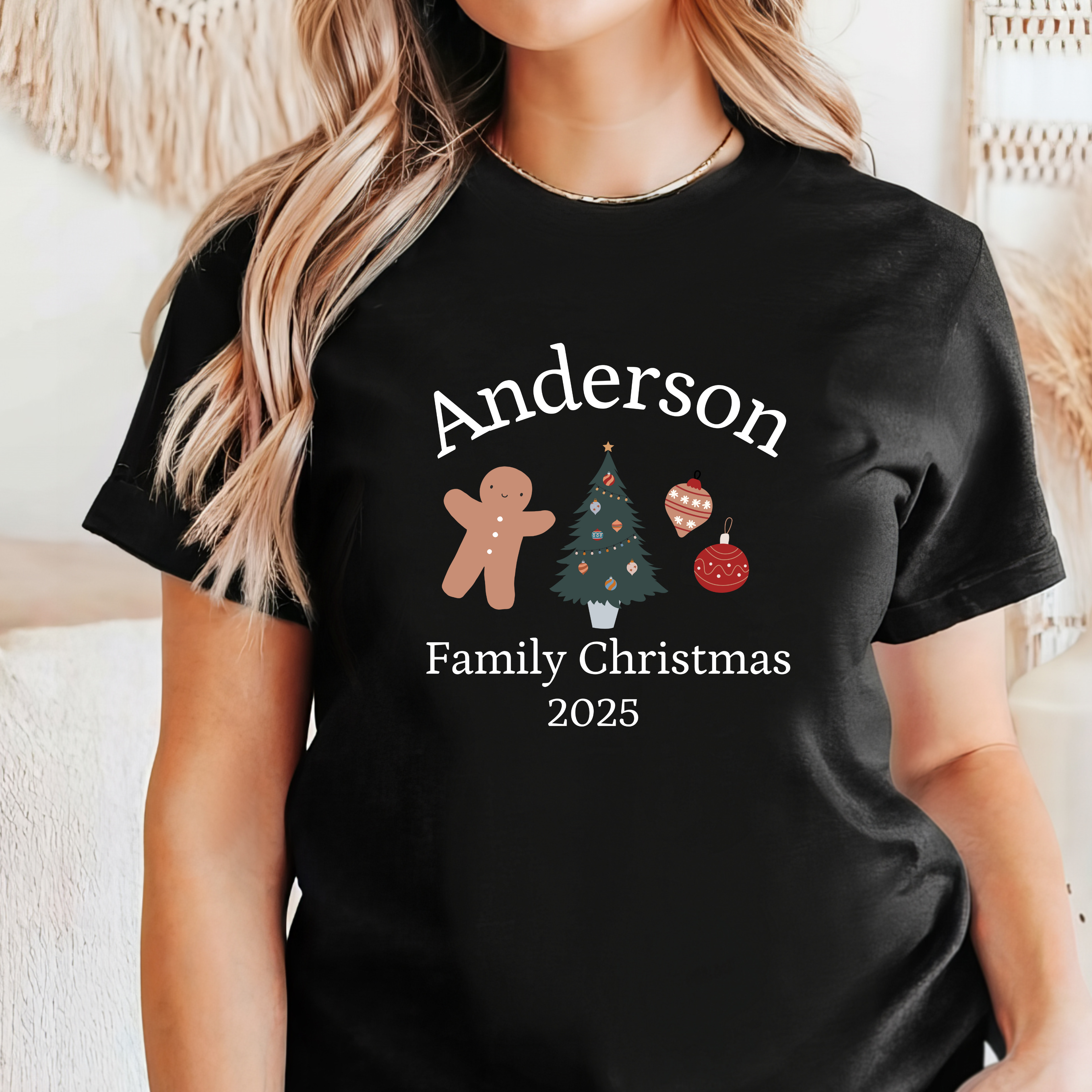 Personalized LAST NAME - Classic Christmas - T-Shirt - Adult