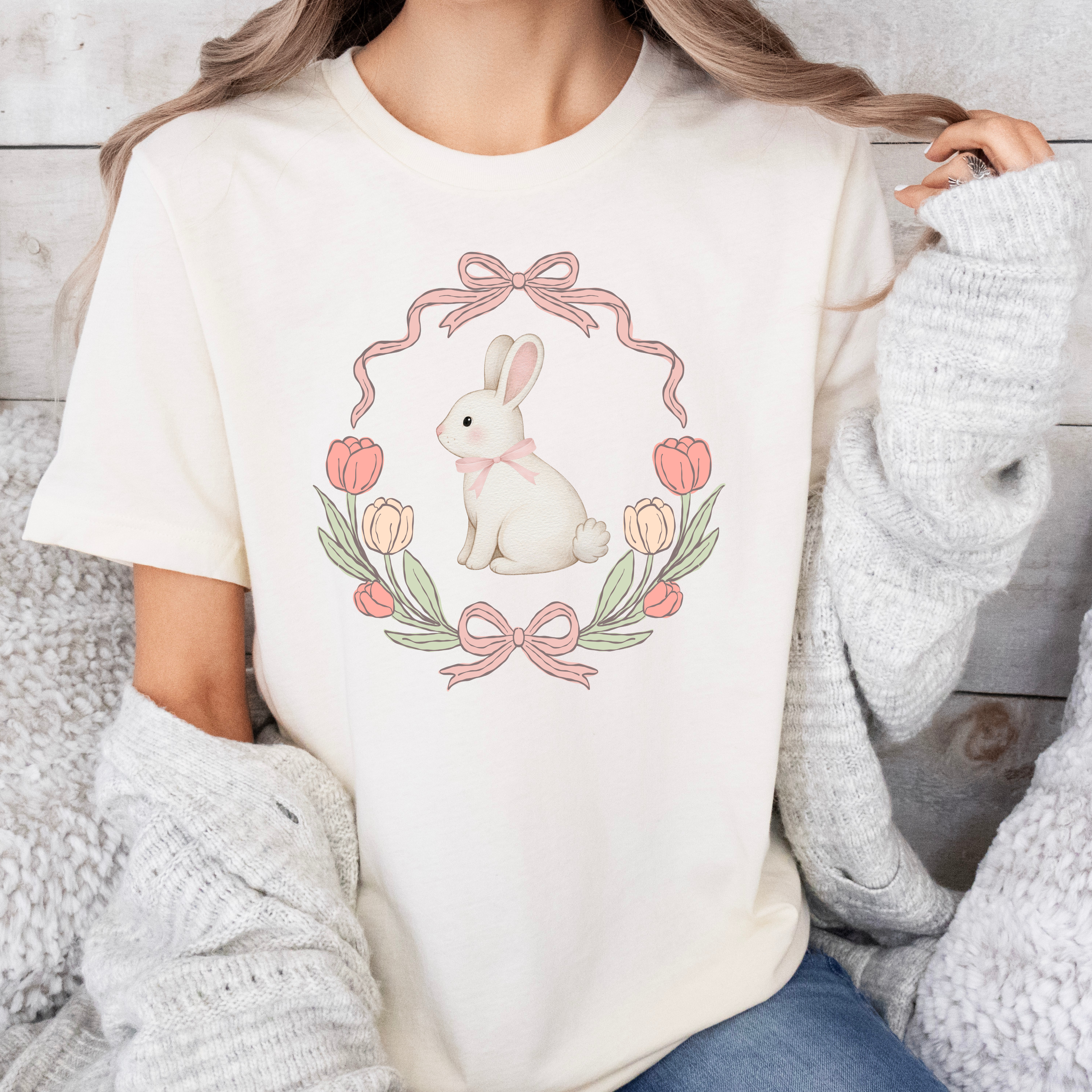 Bunny and Blooms - T-Shirt - Adult