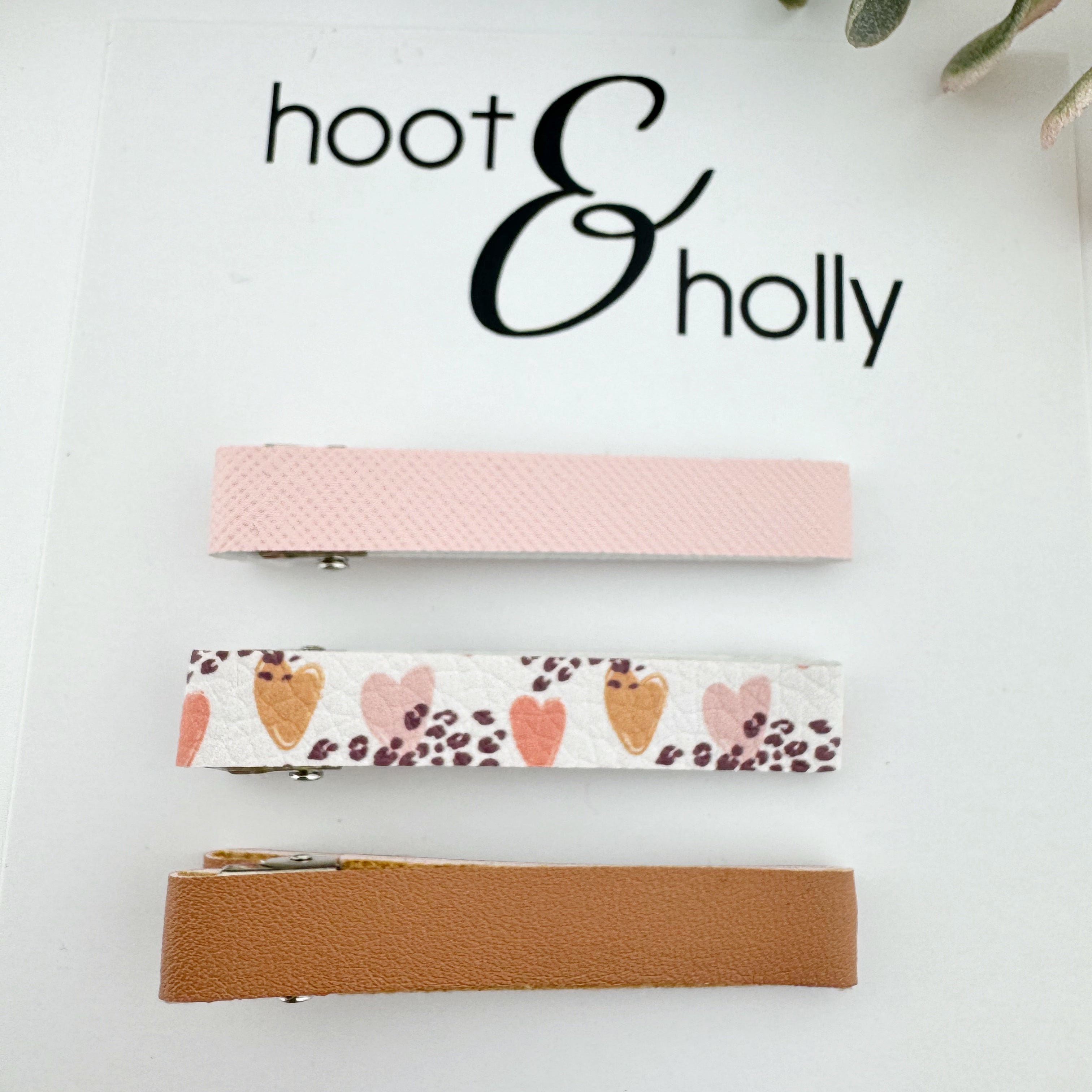 Long Bar Clips - Neutral Hearts