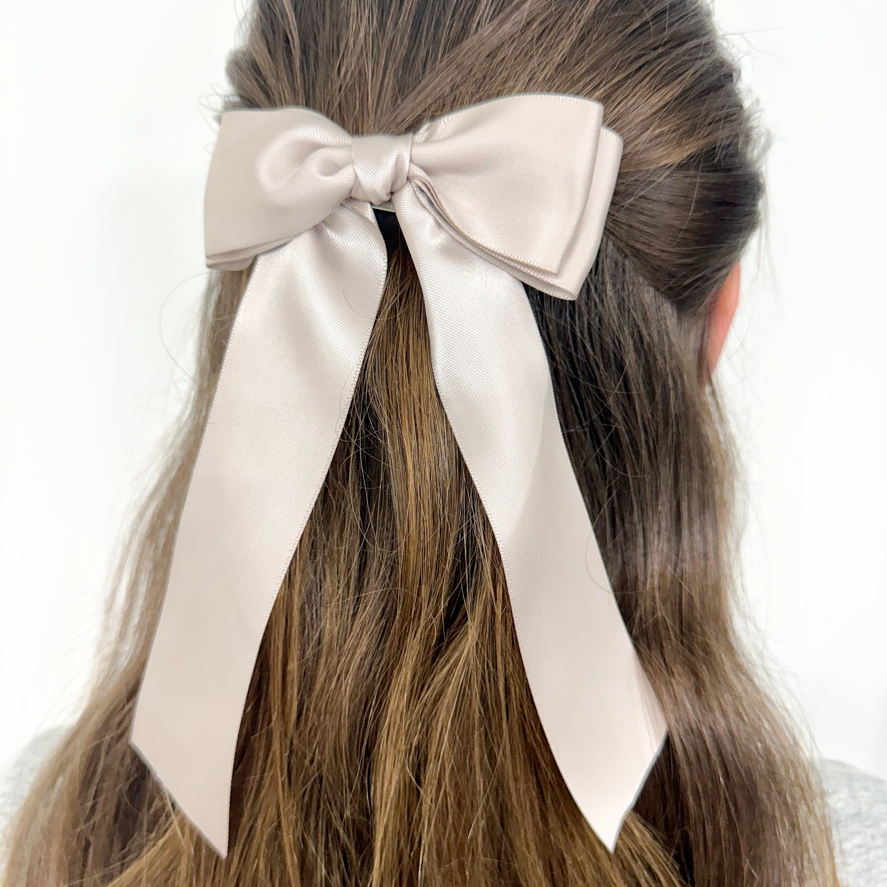 Satin Long Hair Bow Barrette