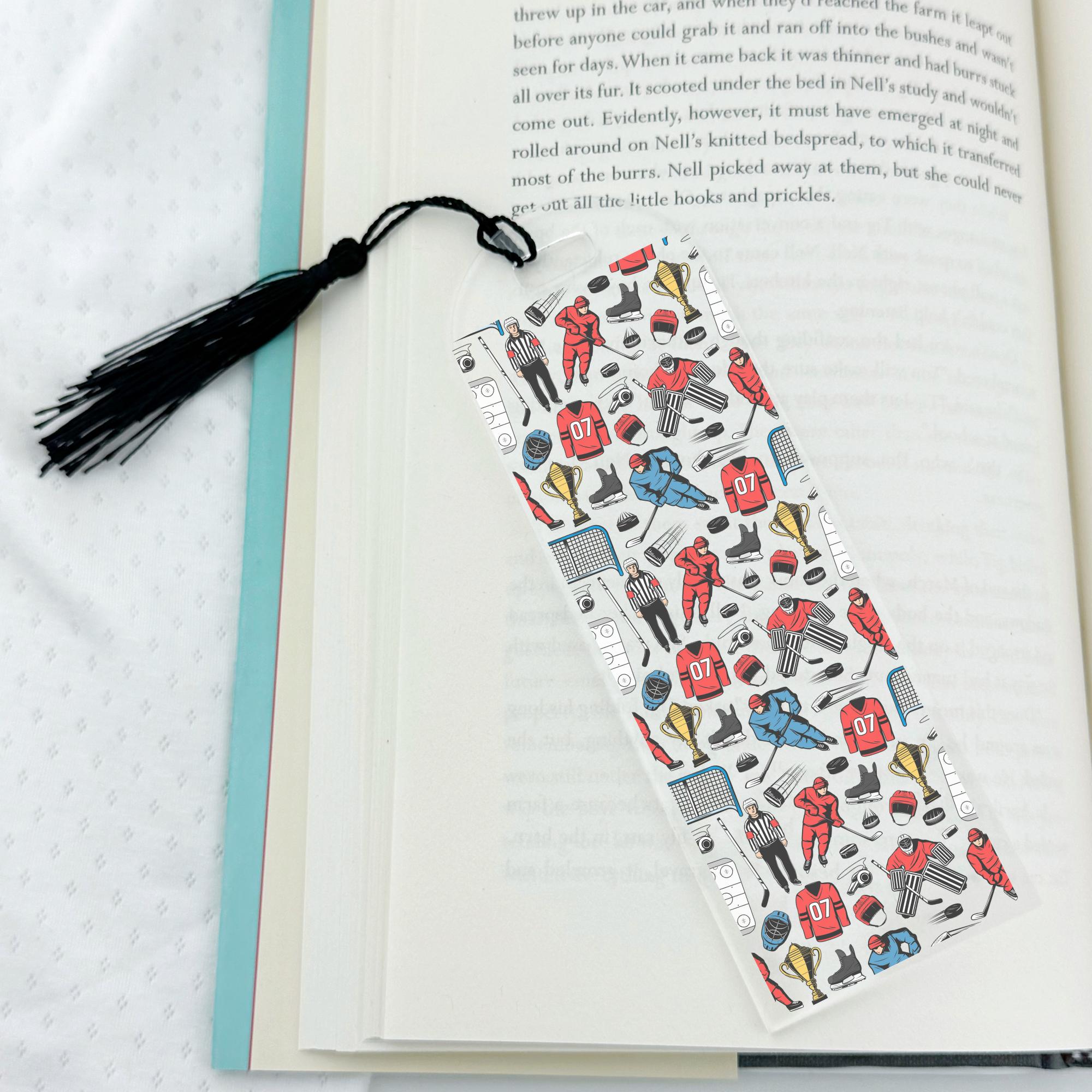 Bookmark with hockey print