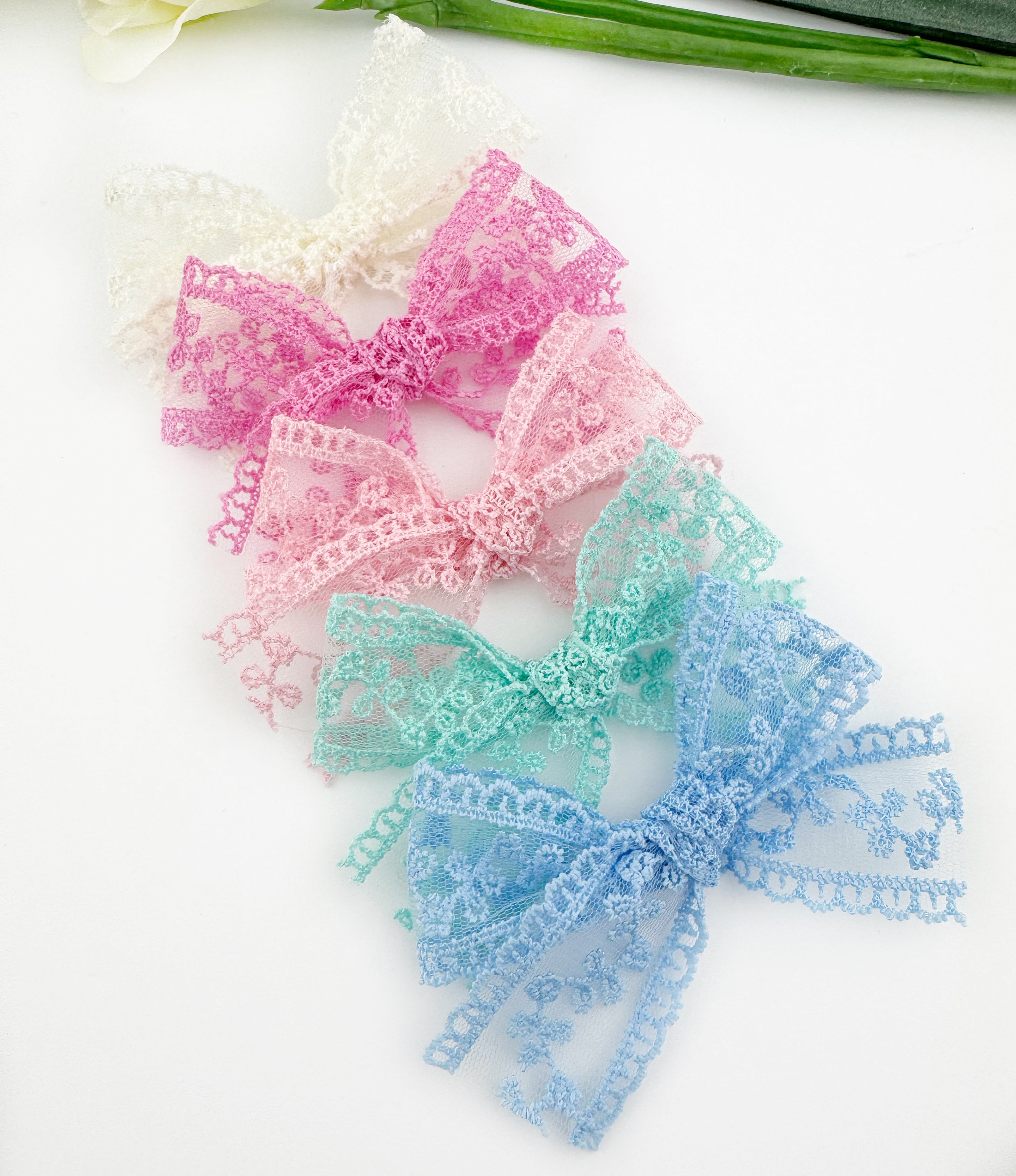 Dainty Lace Pastel Hand Tied Hair Bow