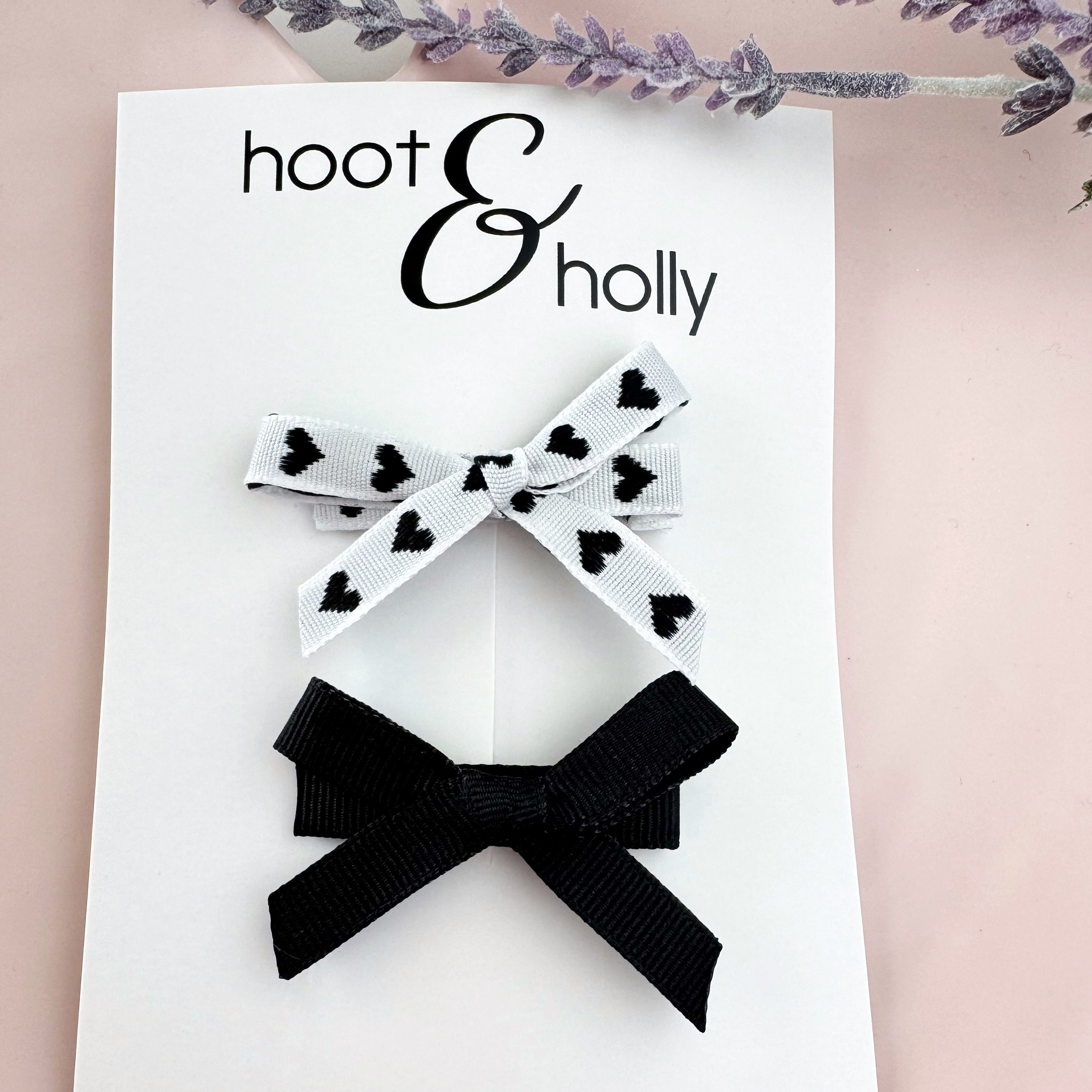 Petite Bows Set - Black Hearts
