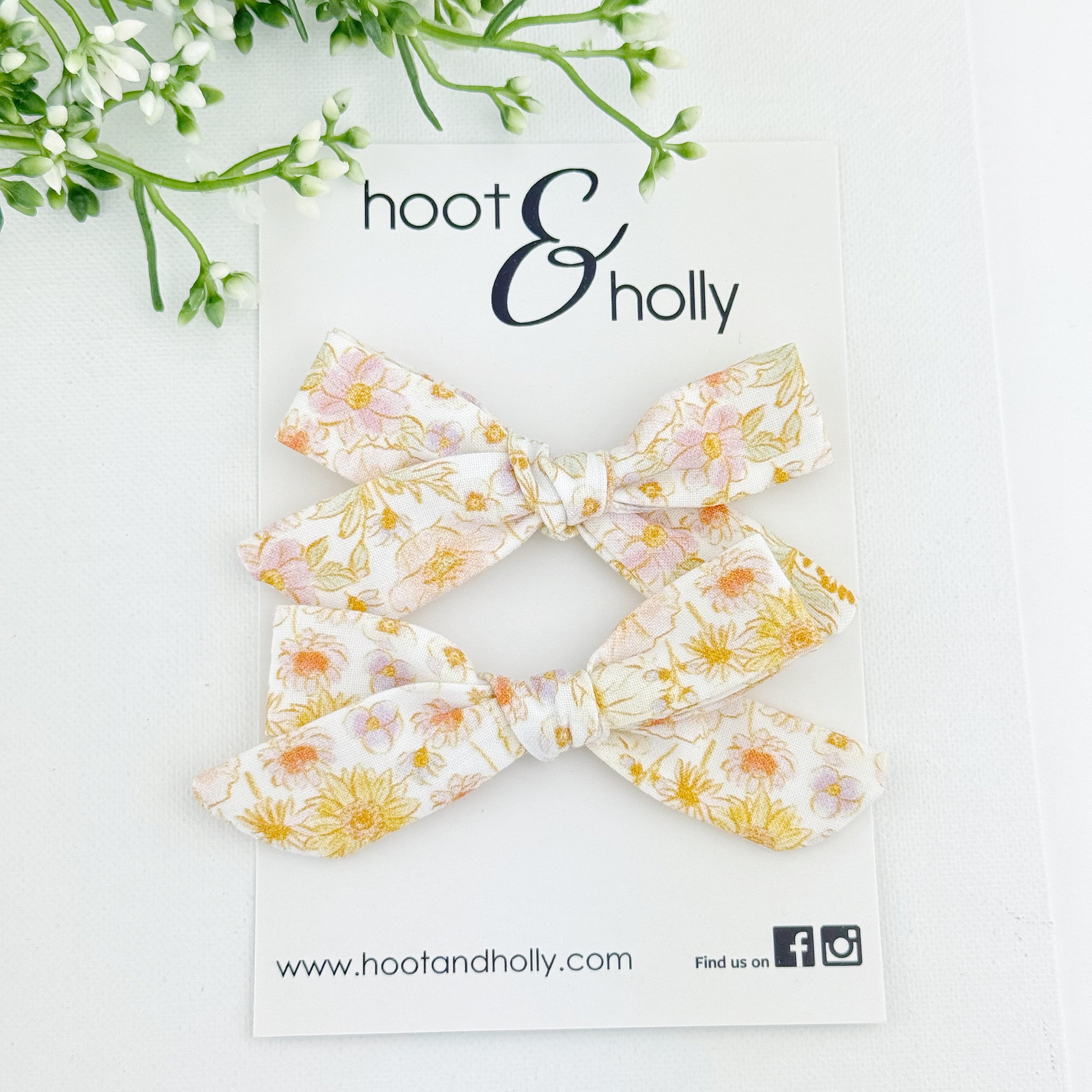 Sydney Bow - Pigtail Set - Pretty Peonies