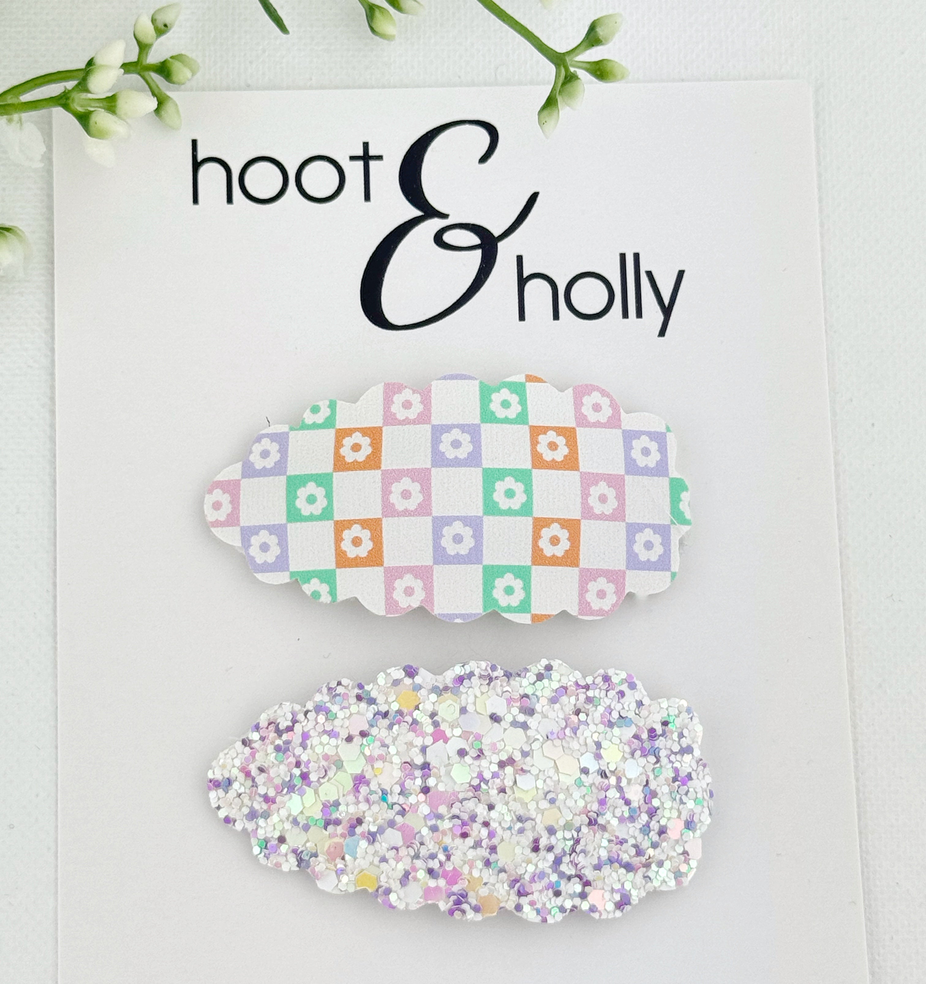 LARGE Snap Clips - Daisy Checks