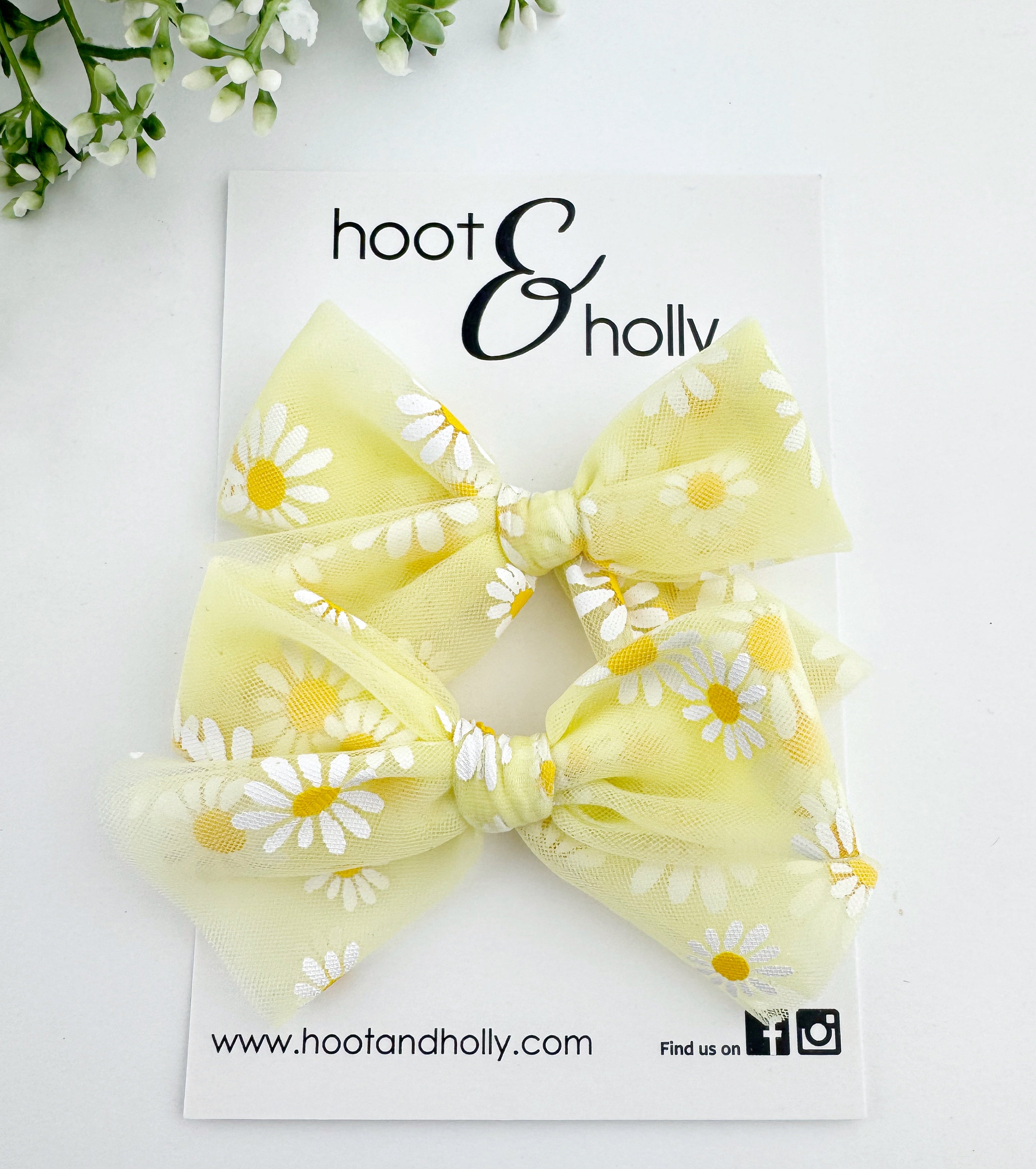 Victoria Bow - Pigtail Set - Yellow Daisy Tulle