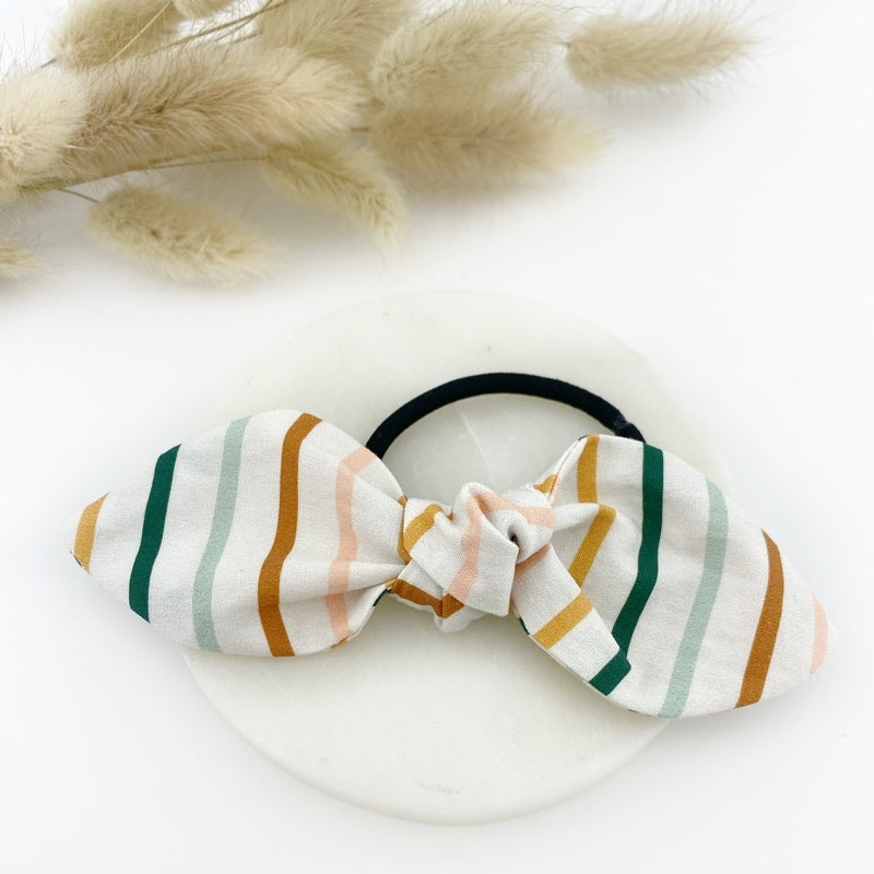 Ponytail Knot Bow - Autumn Stripe