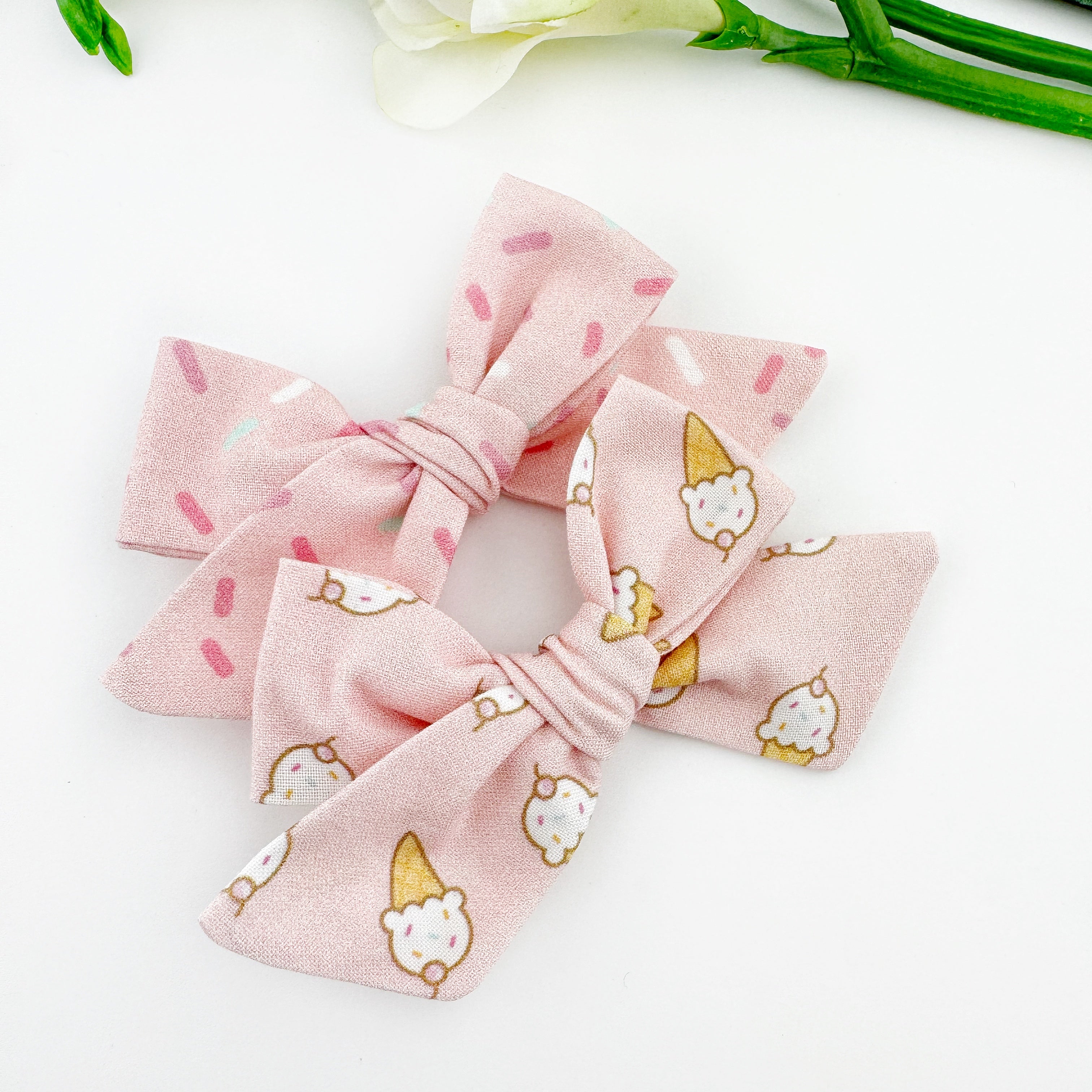 Ice Cream Hand Tied Hair Bow, Sprinkles Hand Tied Hair Bow