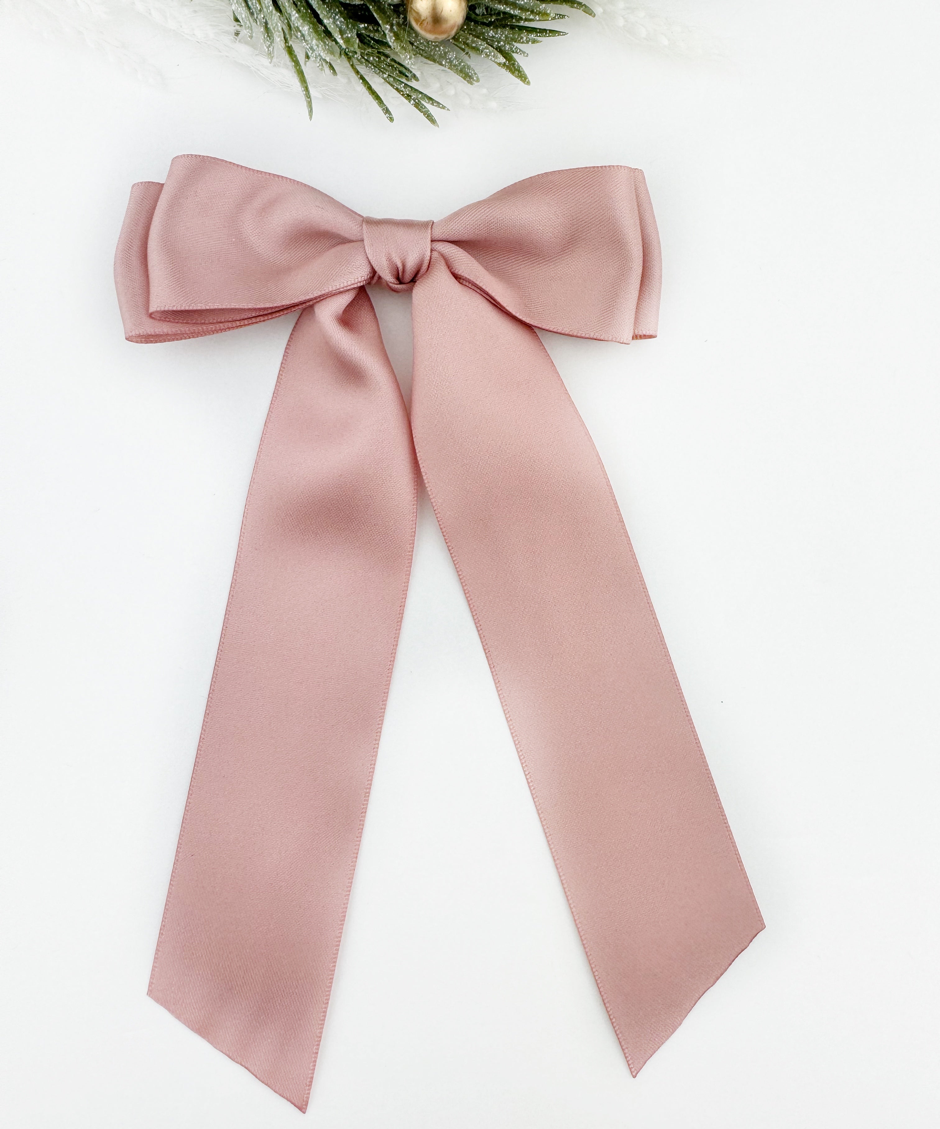 Long Satin Bow - Barrette or Standard Clip