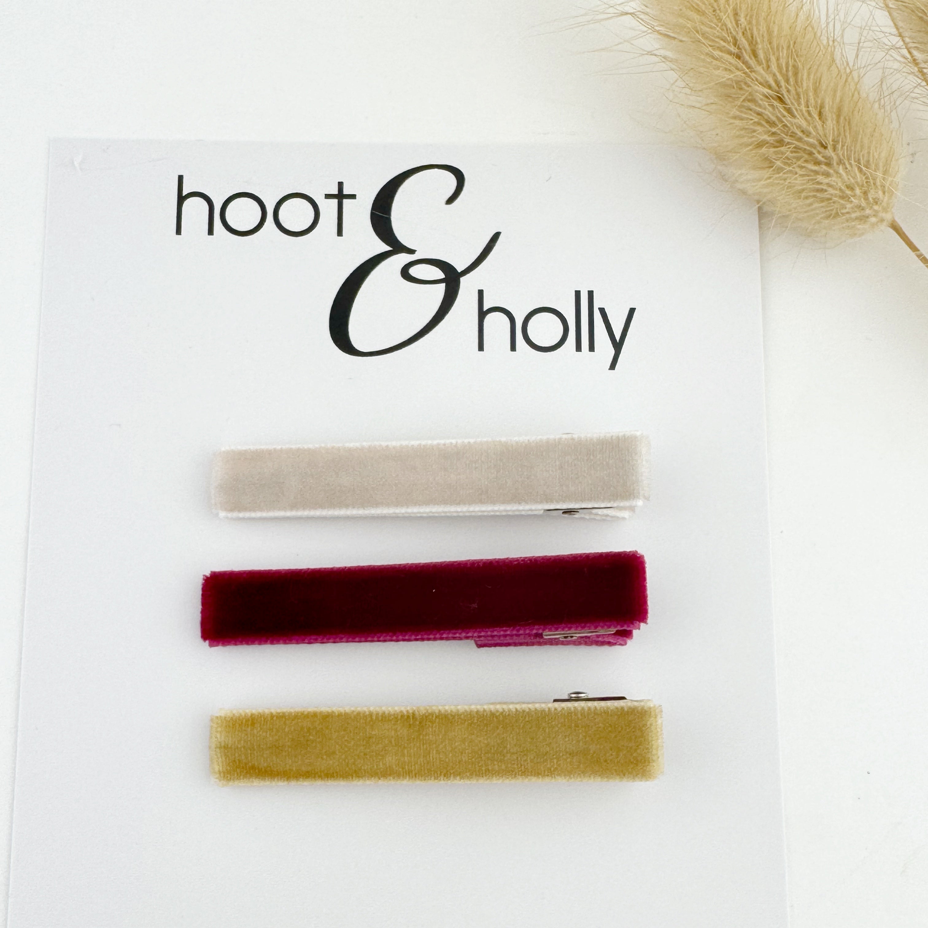 Long Bar Clips - Set of 3 - Classic Velvet