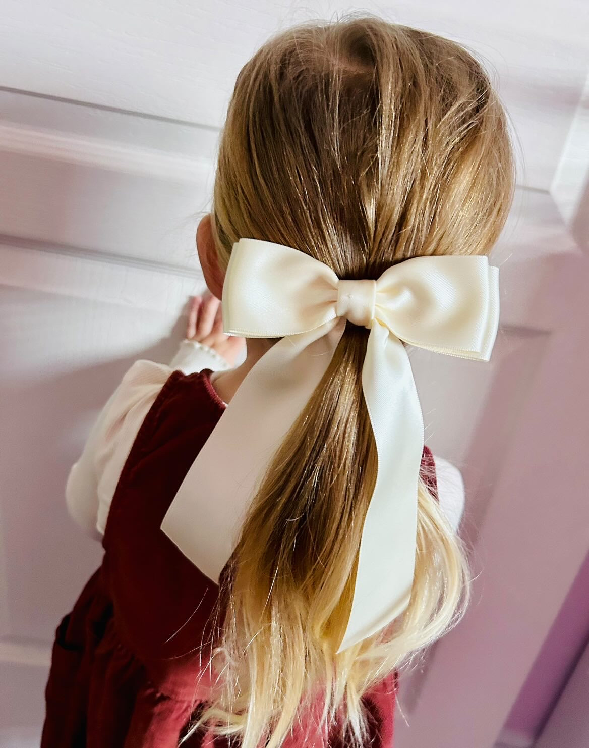 Satin Long Hair Bow Barrette