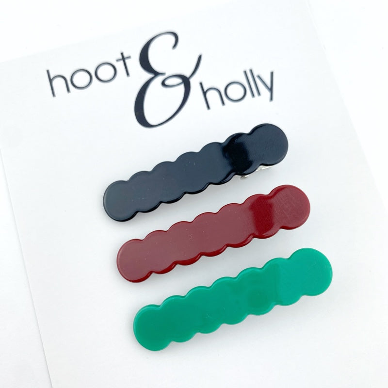 Scalloped Bar Clips - Dark Singles