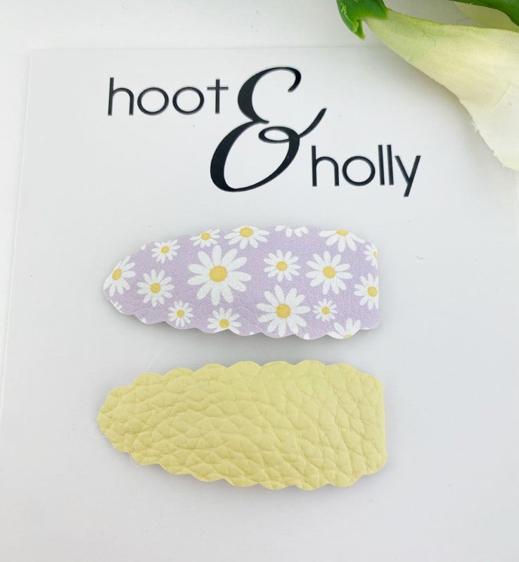 Snap Clips - Daisies on Purple