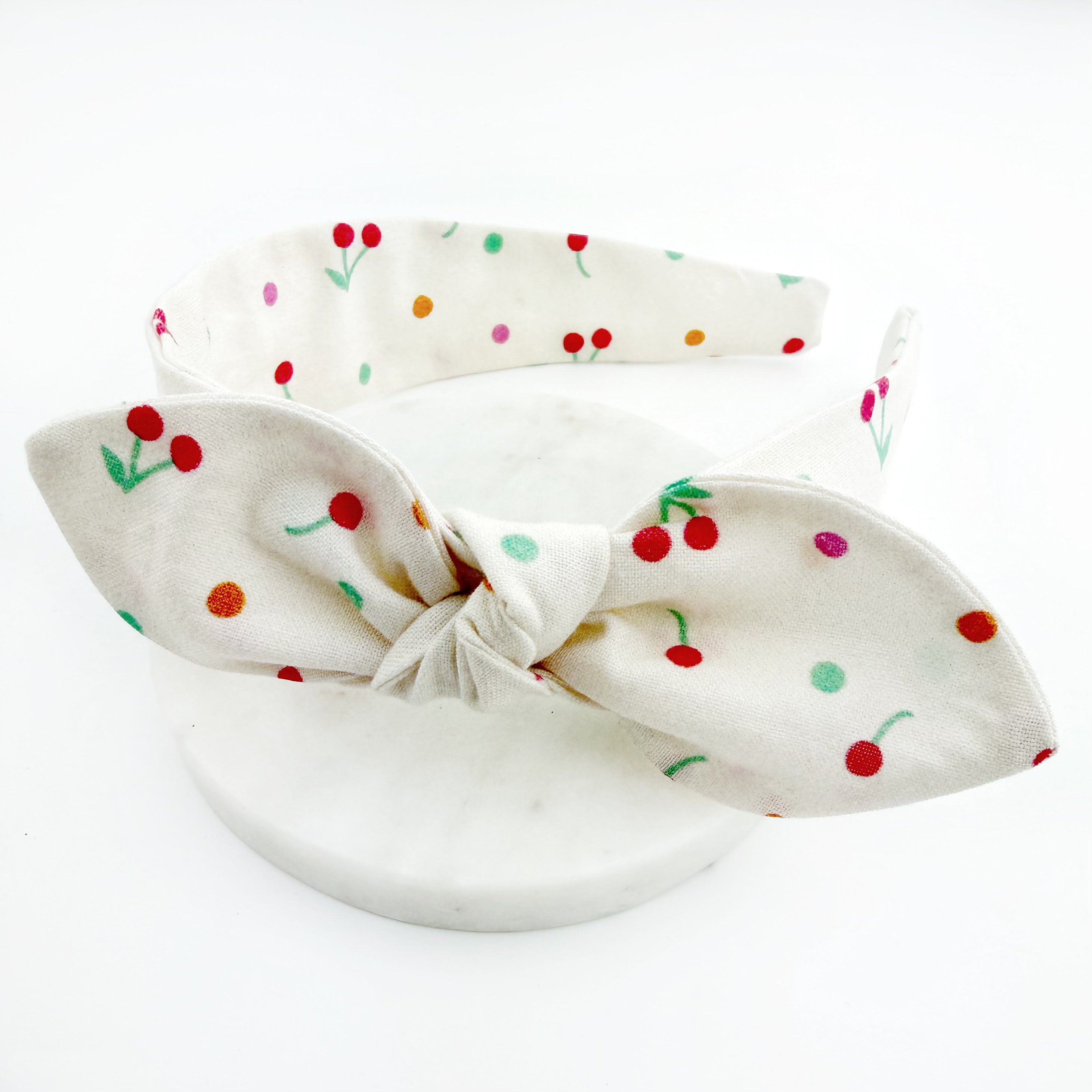 Knot Bow Headband - Cherry Dot