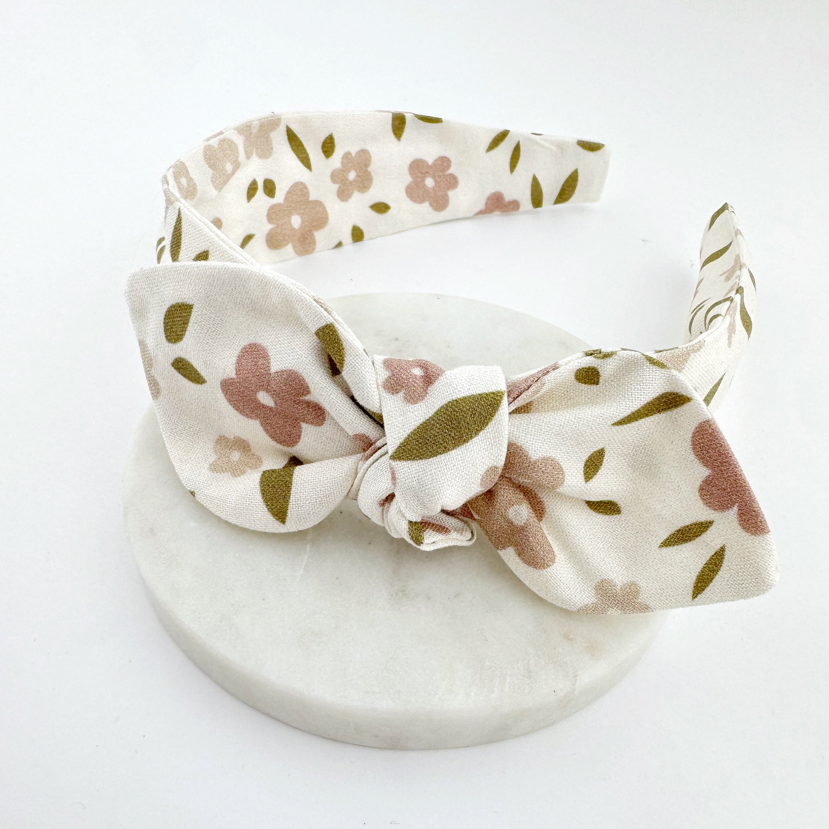 Floral patterned girls headband, girls knot bow hairband