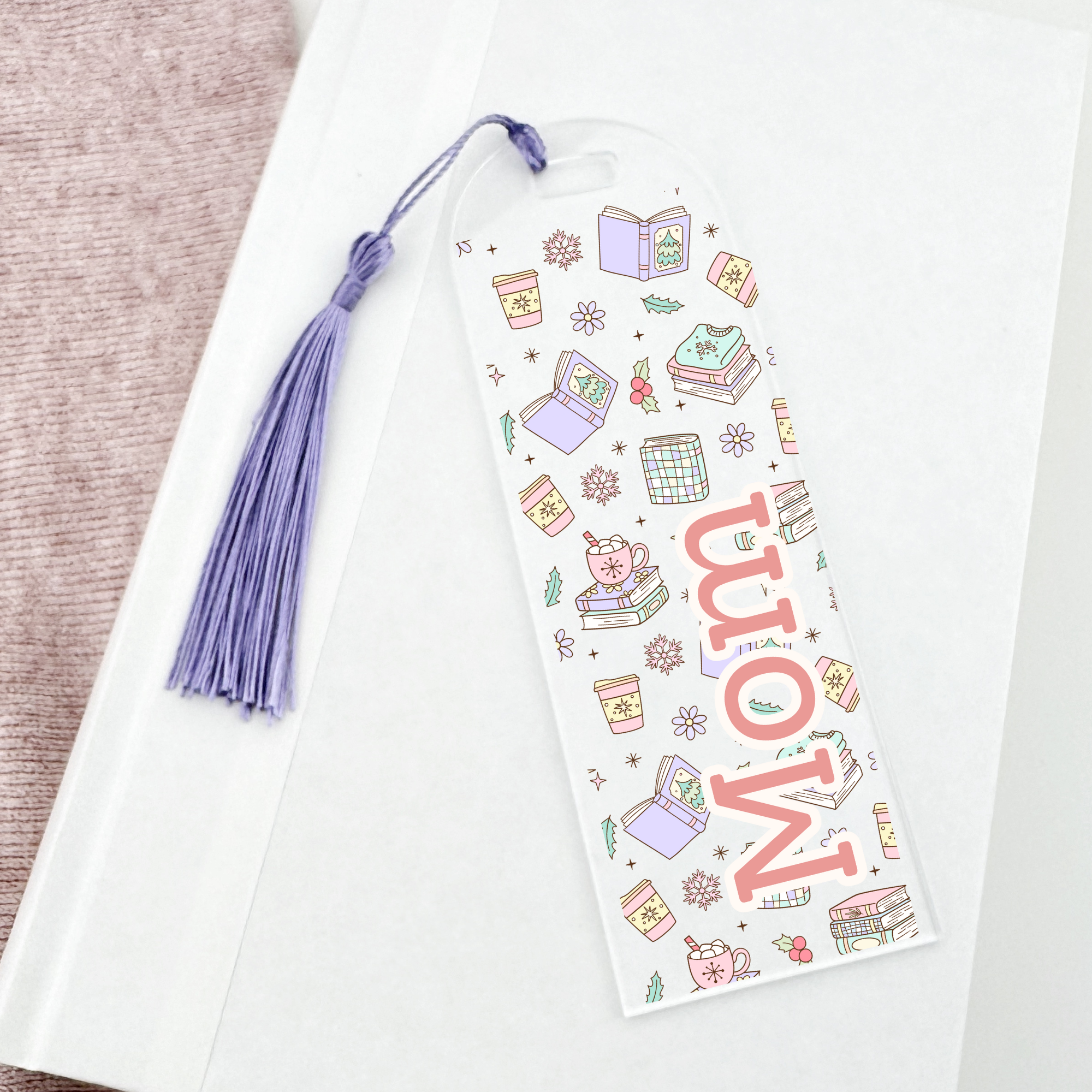 Personalized Bookmark with winter reading design