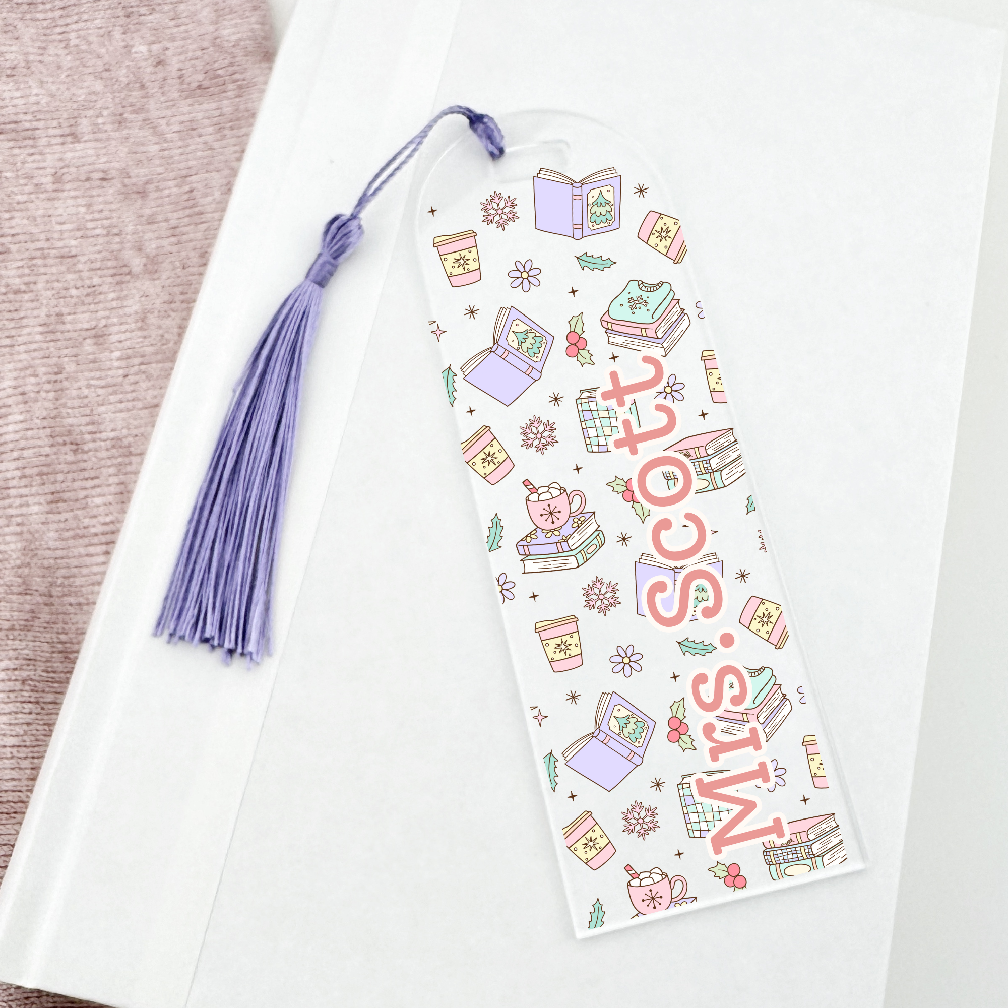 Personalized Bookmark with winter reading design