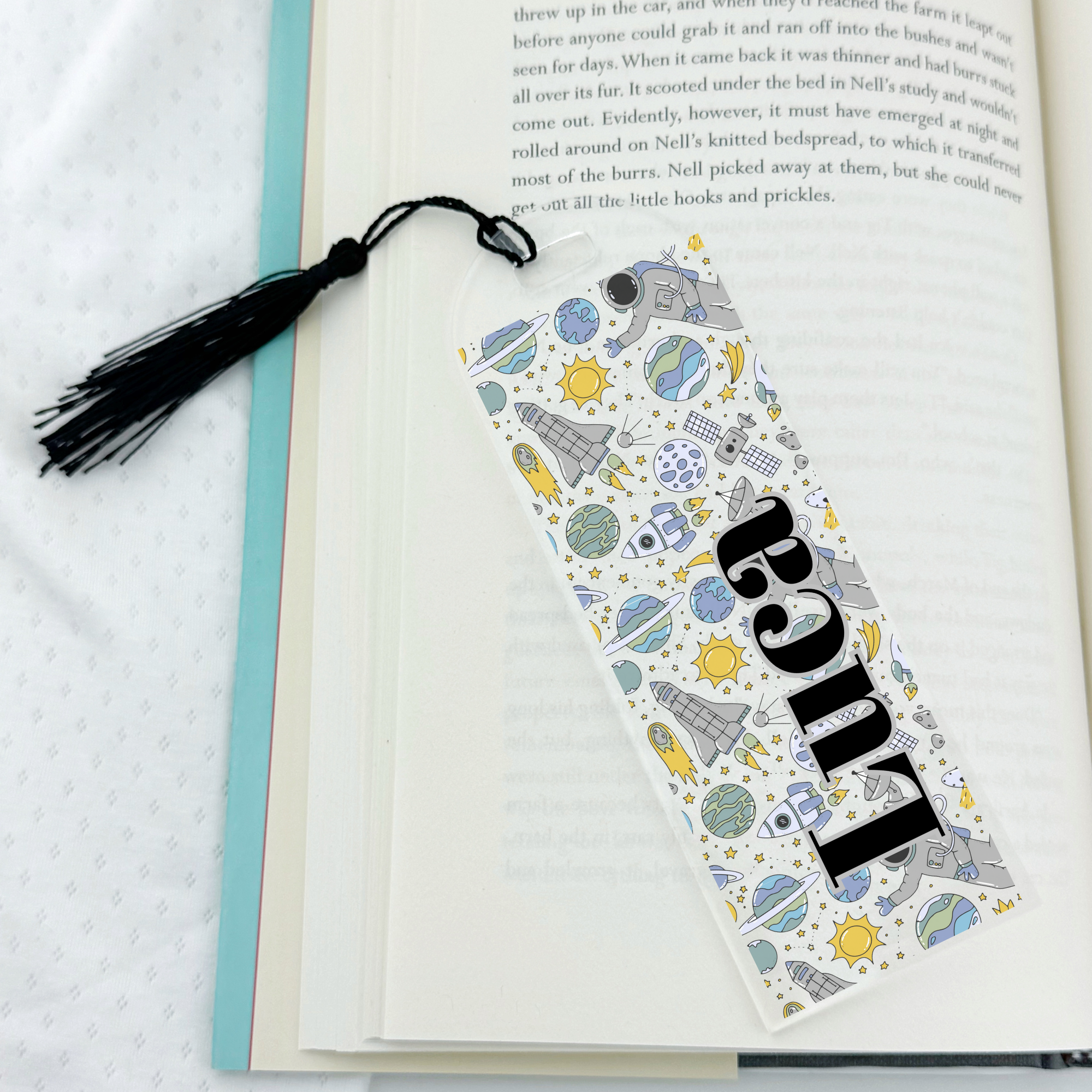 Personalized Bookmark with space print