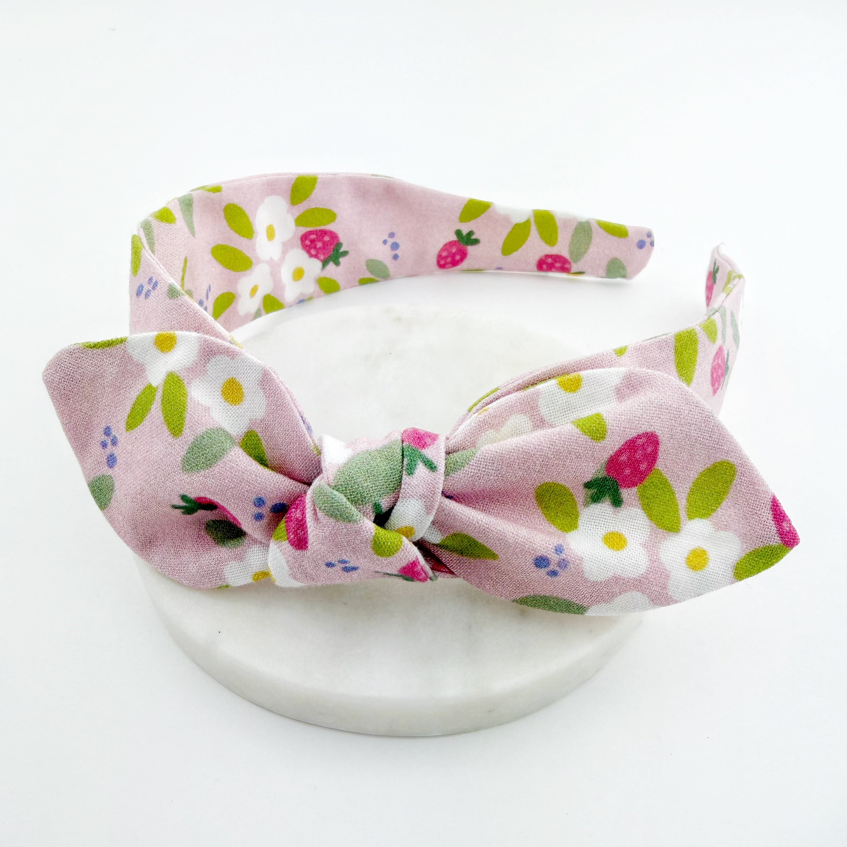 Strawberry Floral headband with bow, girls summer headband.