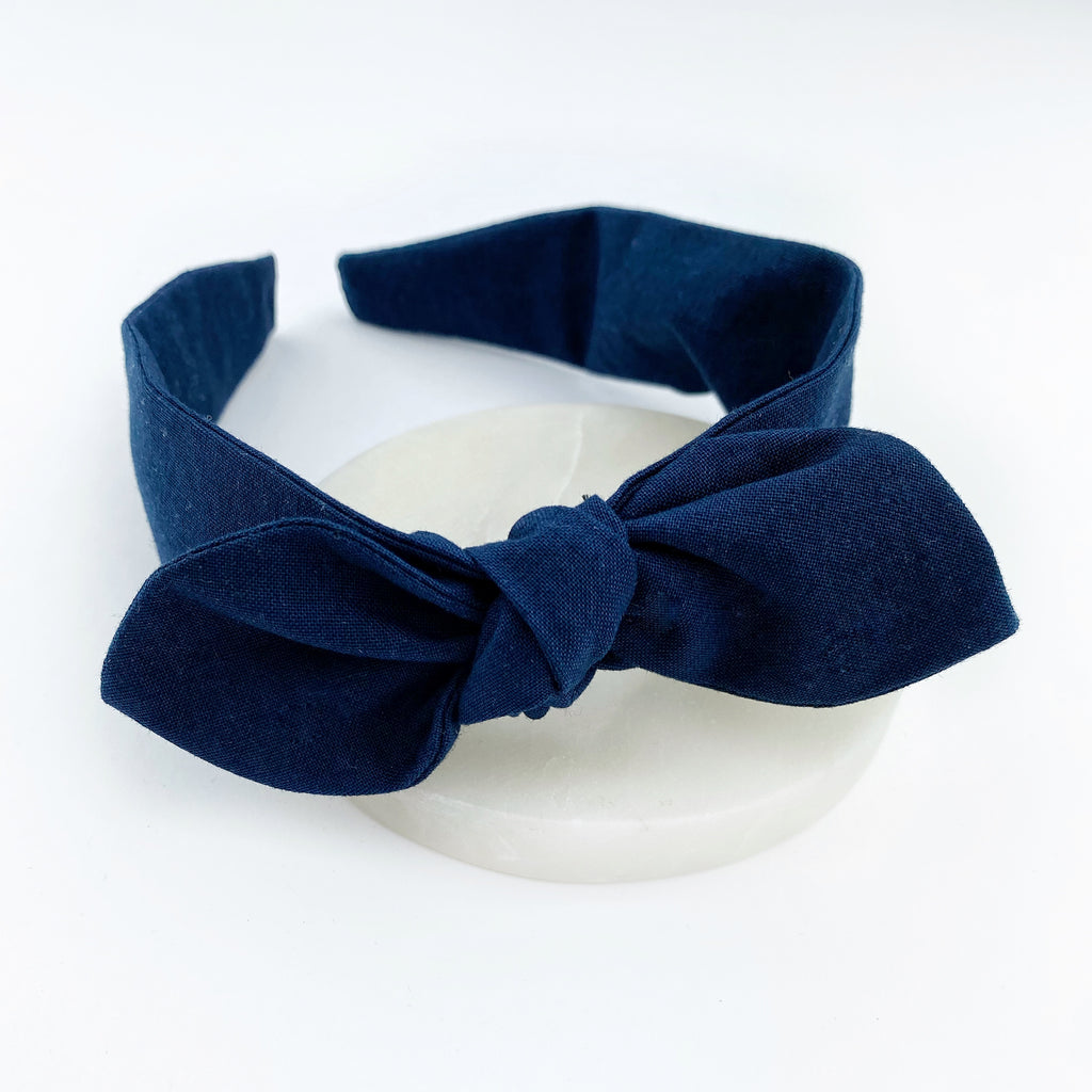 Knot Bow Headband - Navy