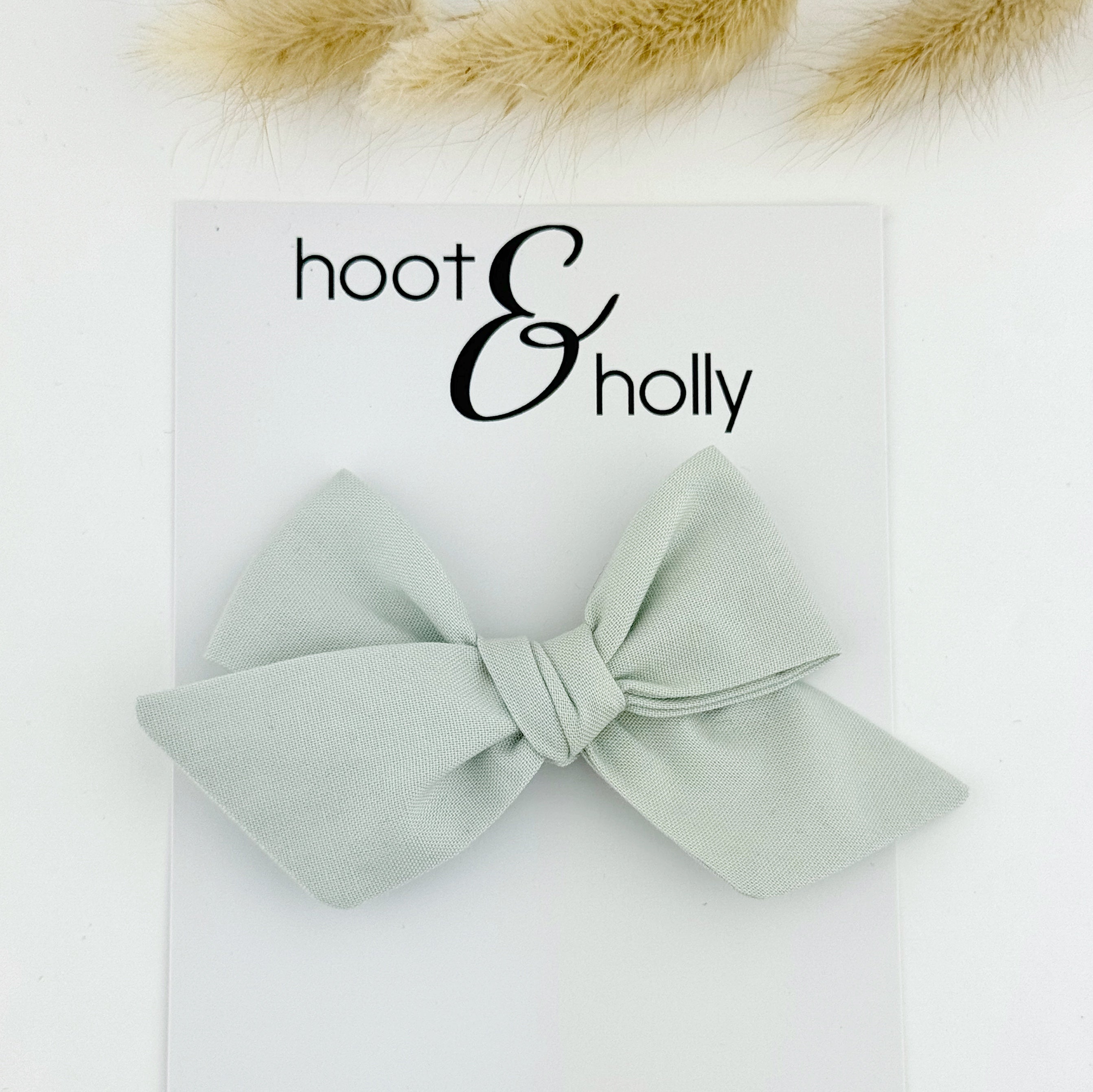 Light green hand tied hair bow girls hair bow