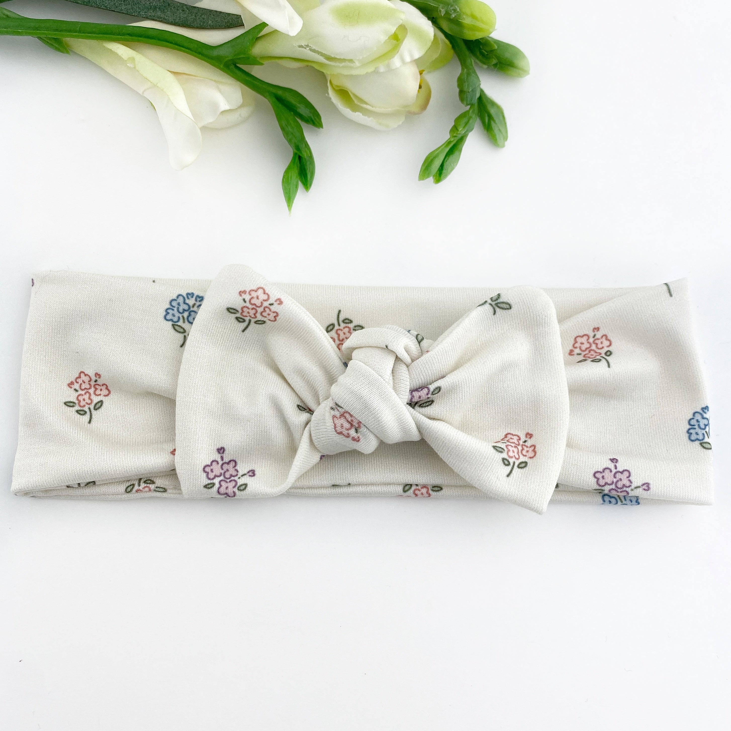 Top Knot Headband -  Dainty Floral - Newborn to Adult